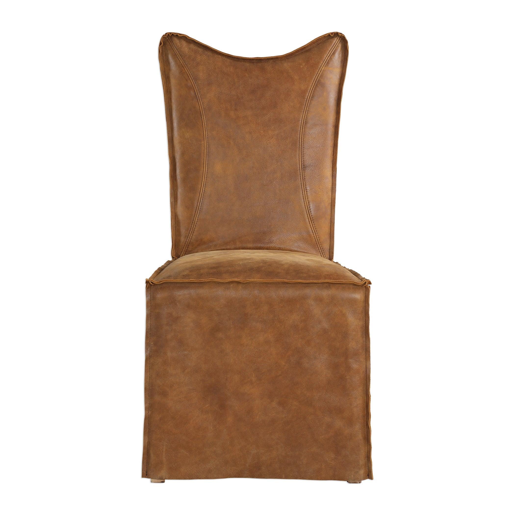Delroy Armless Chairs, Cognac, Set Of 2 - Frankwebs