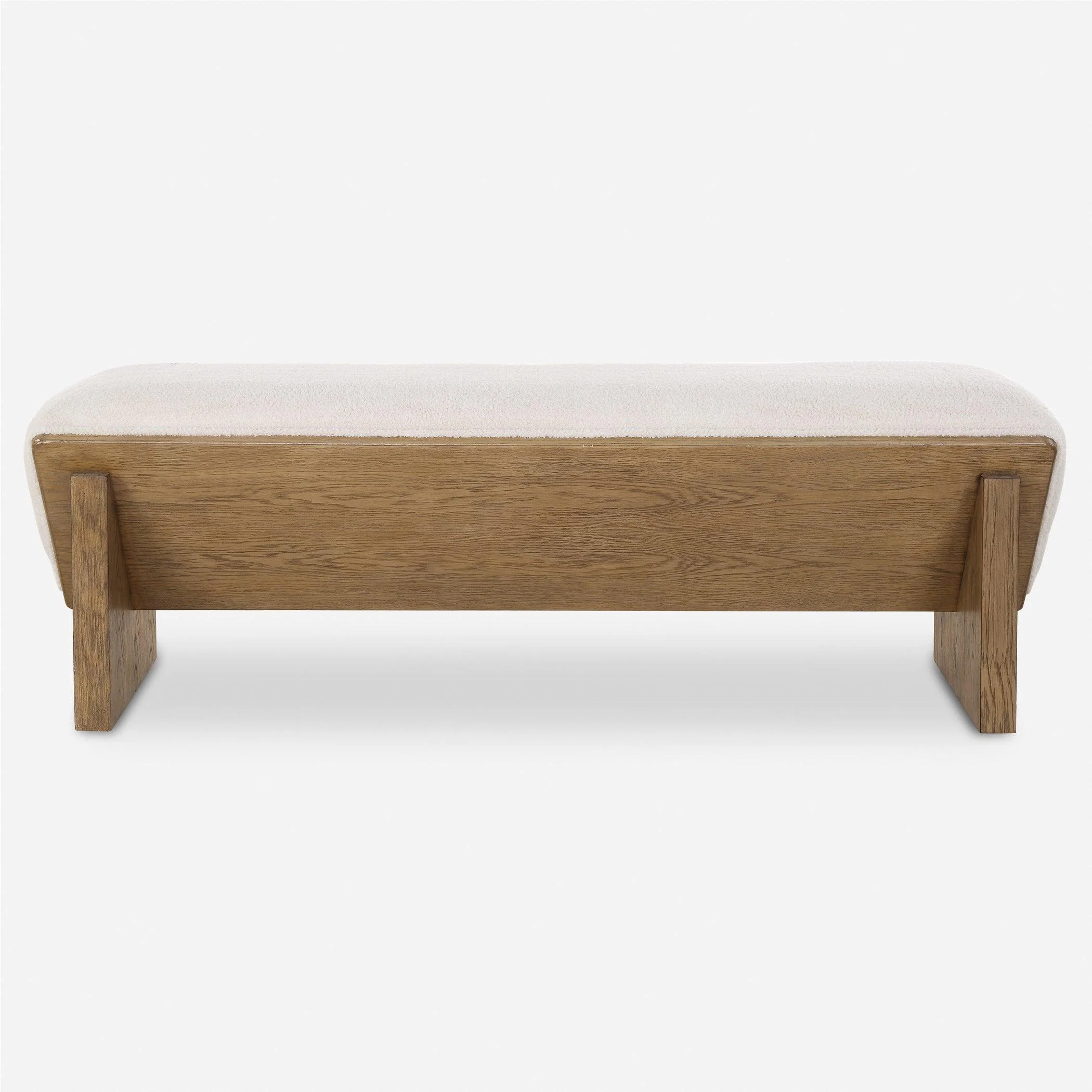 Wedged Ivory Fabric Bench - Frankwebs