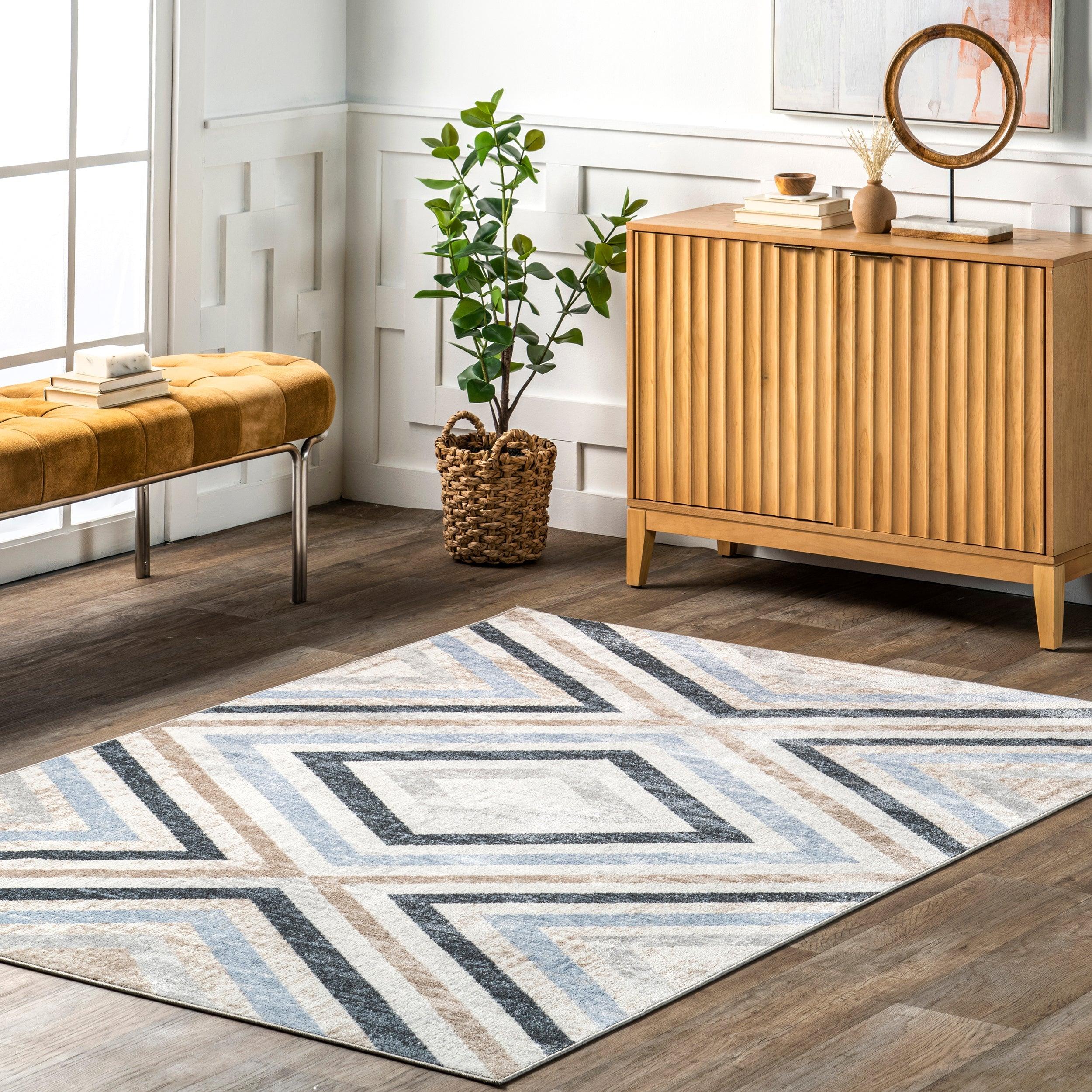 Akari Transitional Diamond Machine Washable Area Rug - Frankwebs