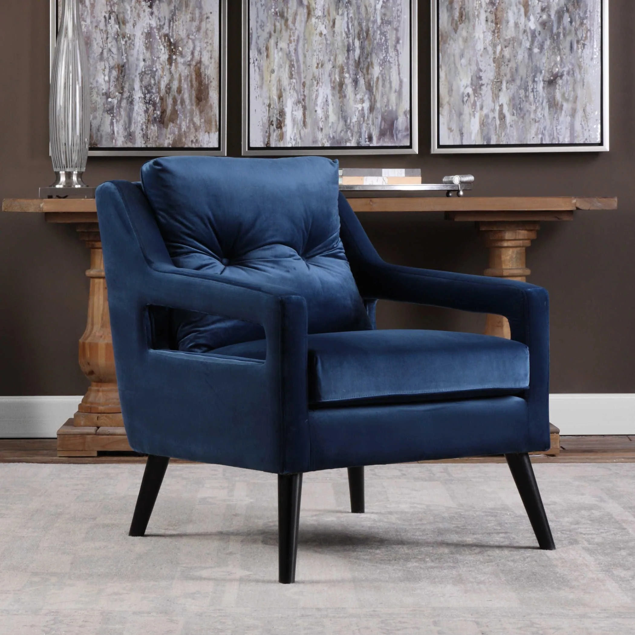 O'Brien Blue Velvet Armchair - Frankwebs