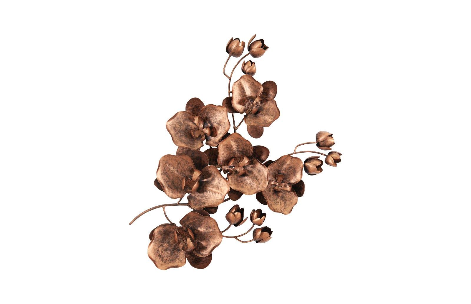 Orchid Sprig Wall Art, Medium, Metal, Copper/Black - Frankwebs