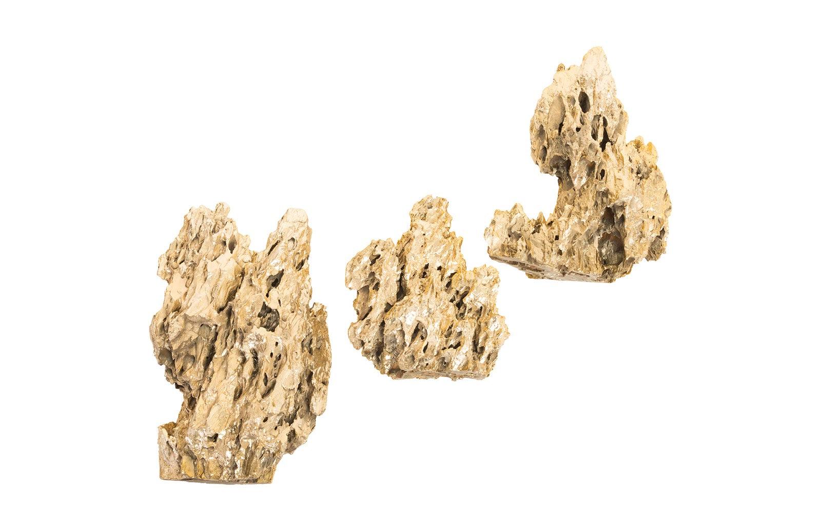 Stalagmite Wall Art Plated Brass, Set of 3,  Assorted Size and Shape - Frankwebs