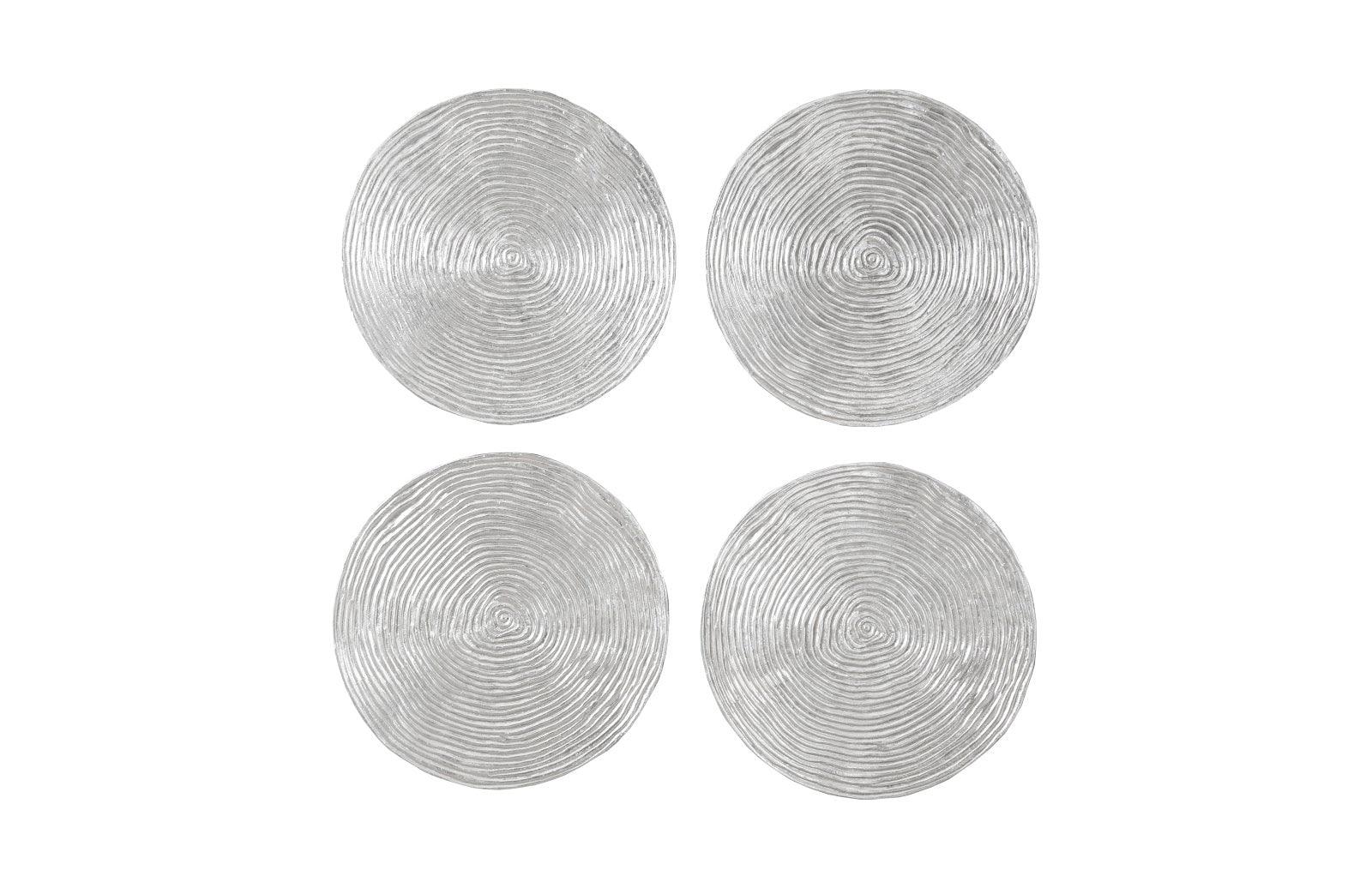 Ripple Wall Disk, Set of 4, Resin, LG, Silver Leaf with Antiquing - Frankwebs