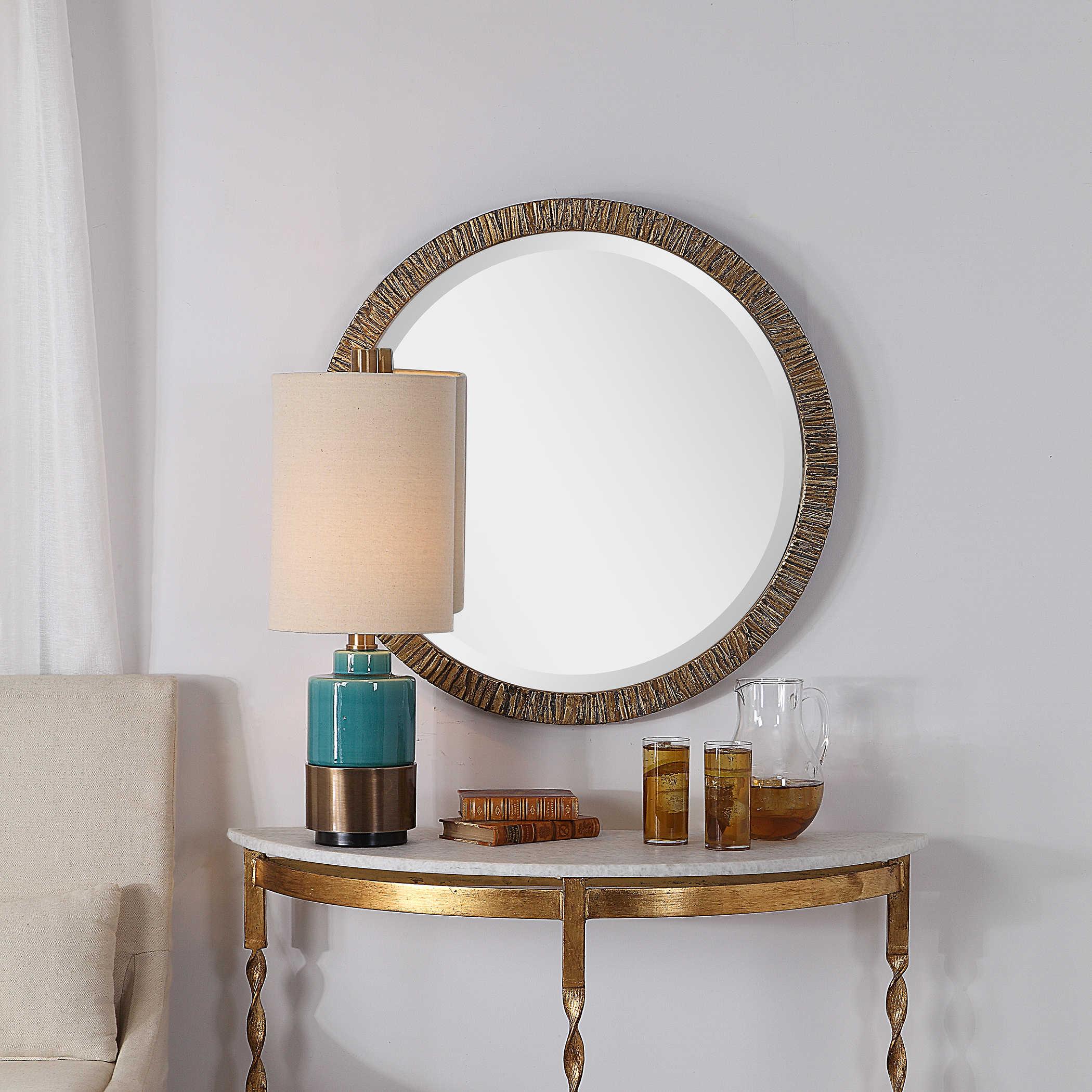 WAYDE GOLD BARK ROUND MIRROR - Frankwebs