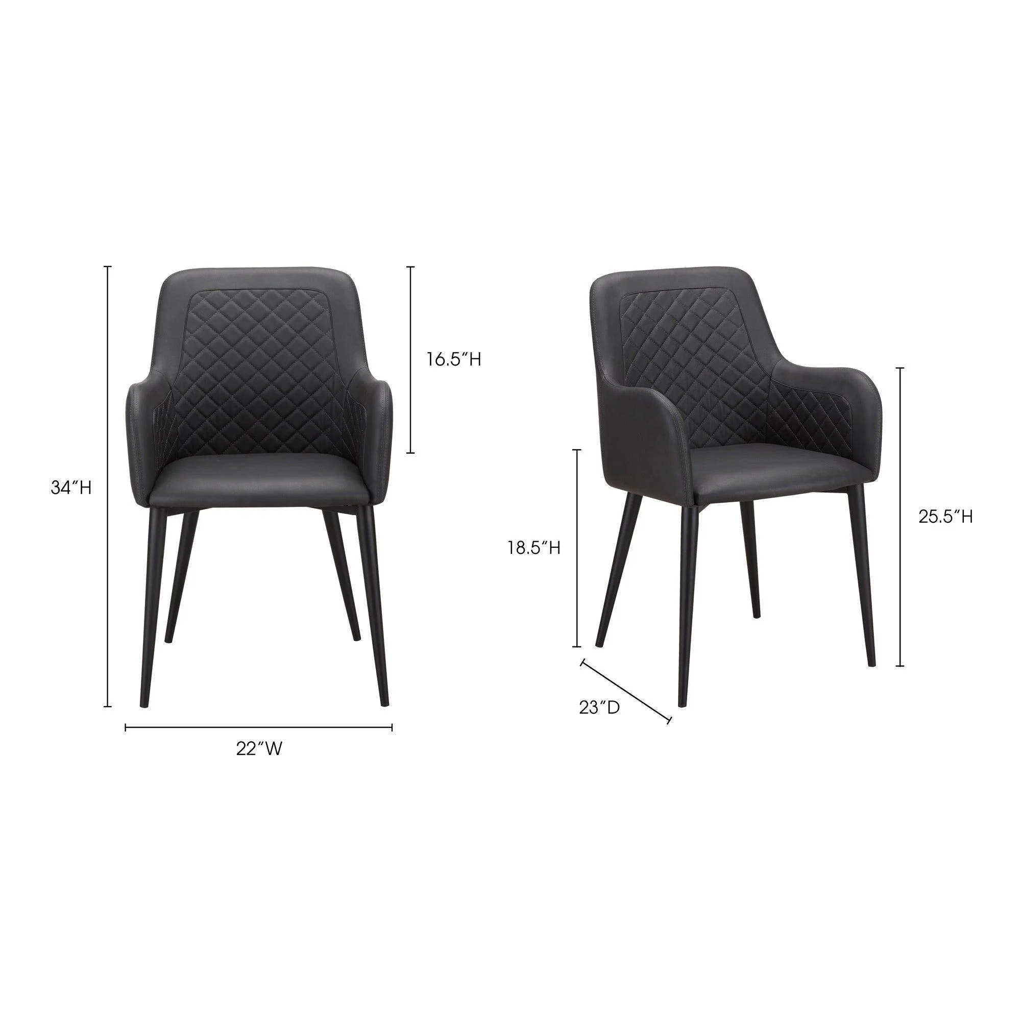 Cantata Dining Chair Mayon Black Vegan Leather - Set Of Two - Frankwebs