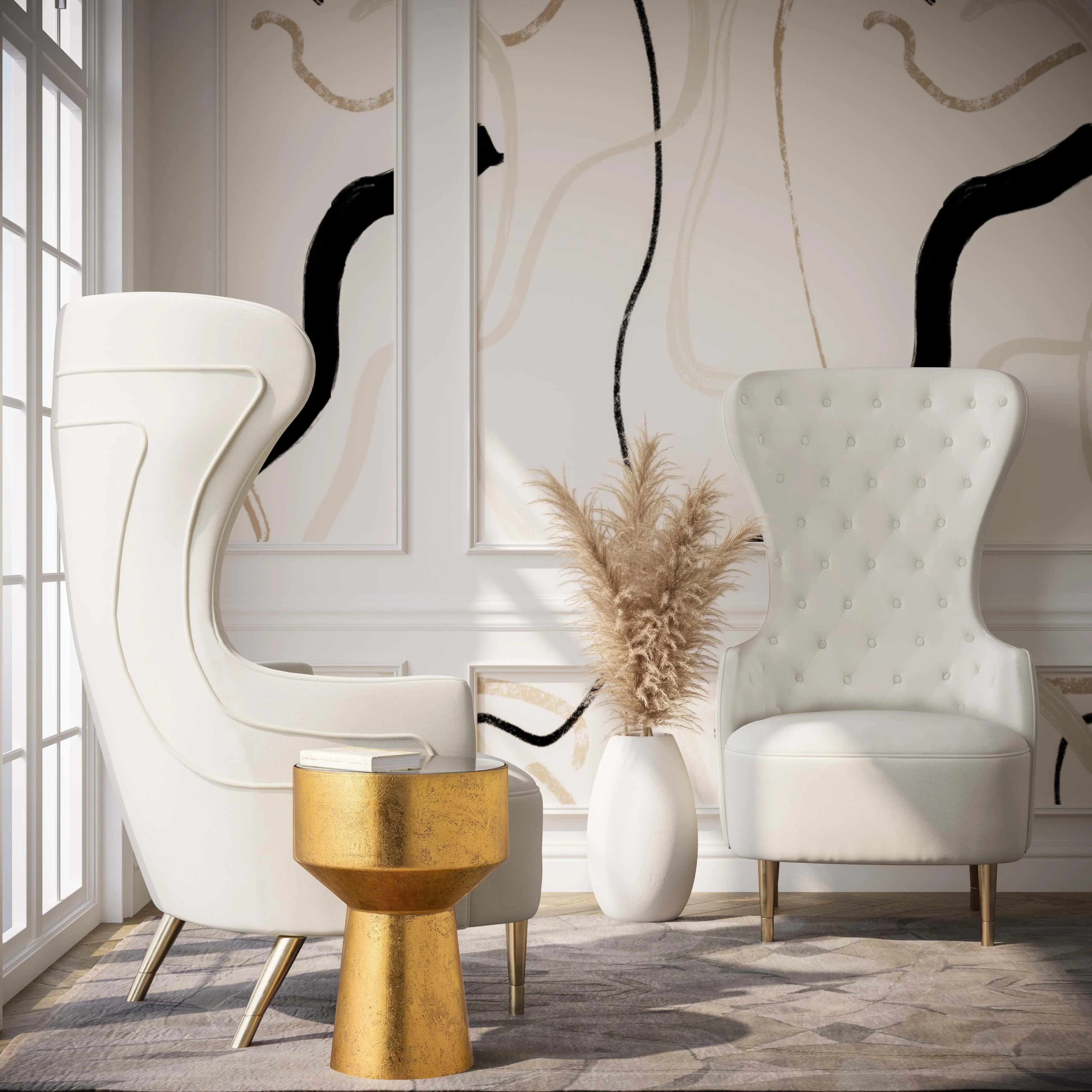 Jezebel Cream Velvet Wingback Chair - Frankwebs