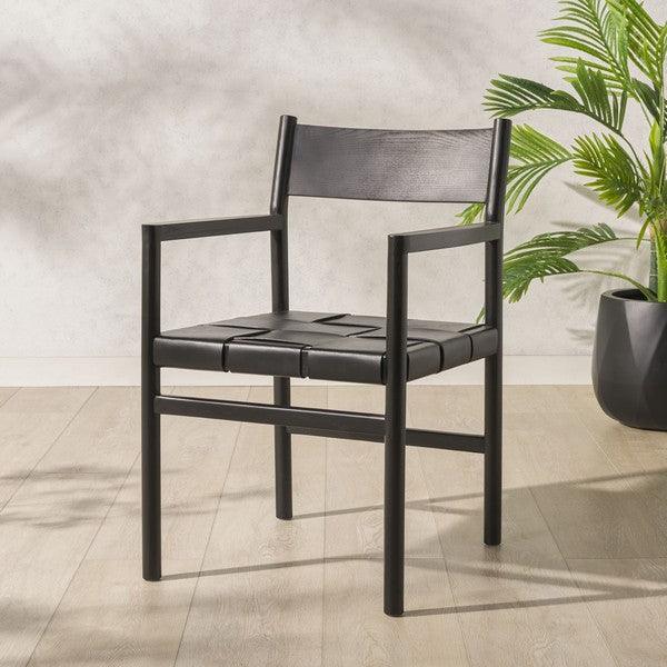 Devnie Woven Leather Dining Chair - Frankwebs