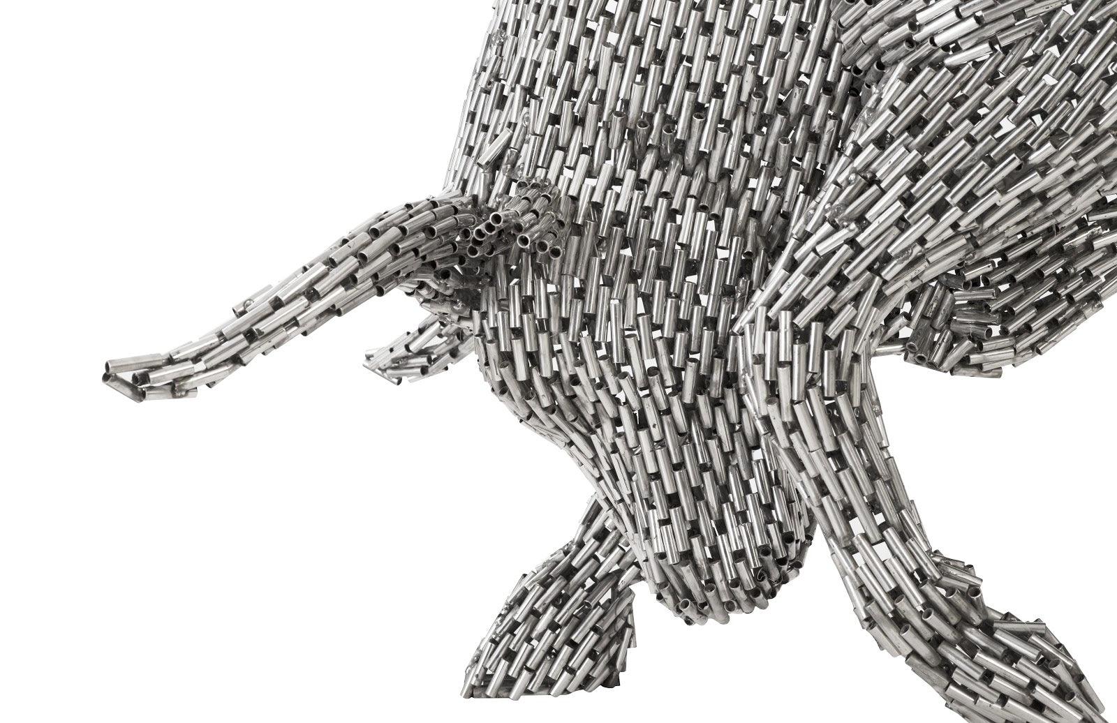 Bull Pipe Sculpture, Stainless Steel - Frankwebs