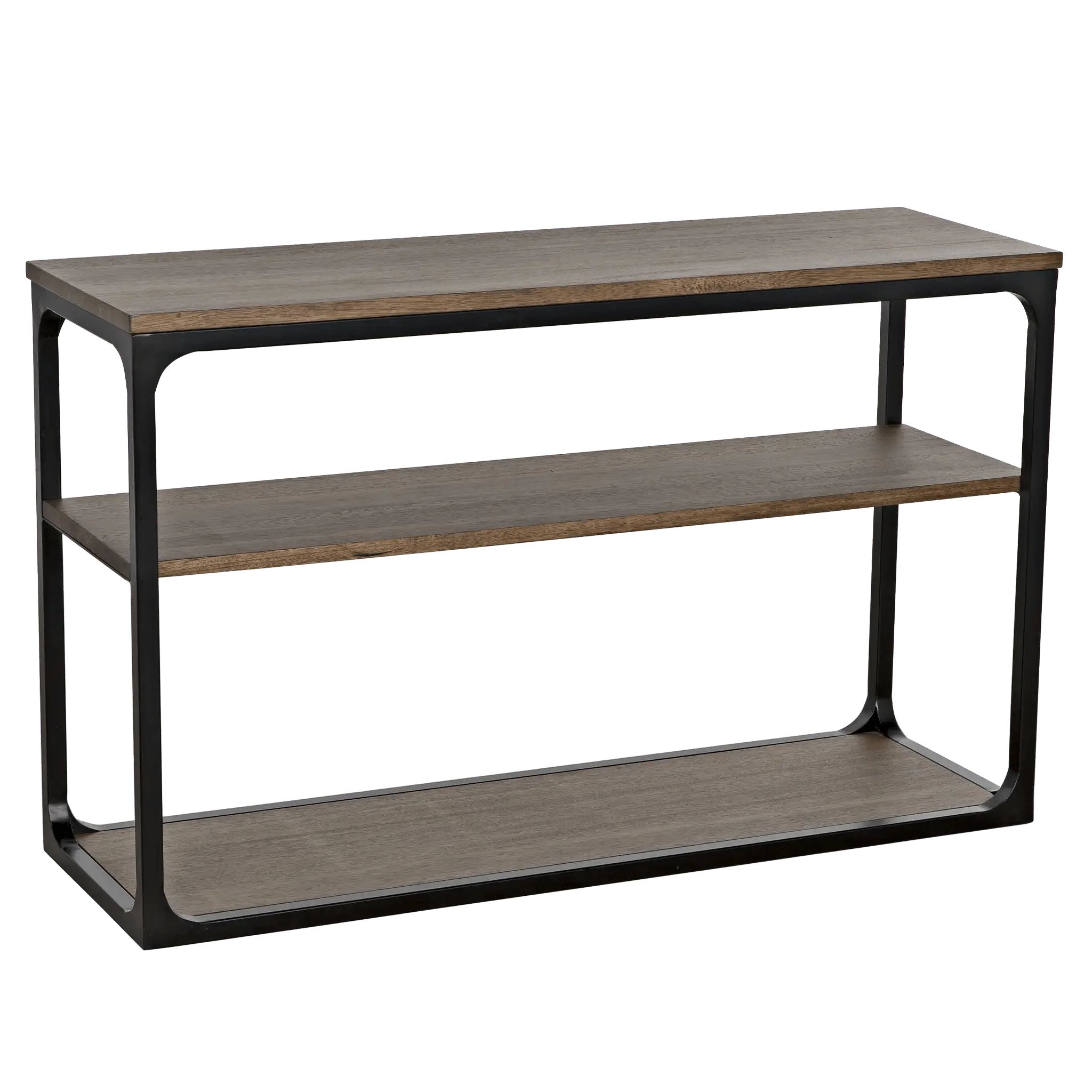 Novie Console, Small, Black Steel with Dark Walnut - Frankwebs