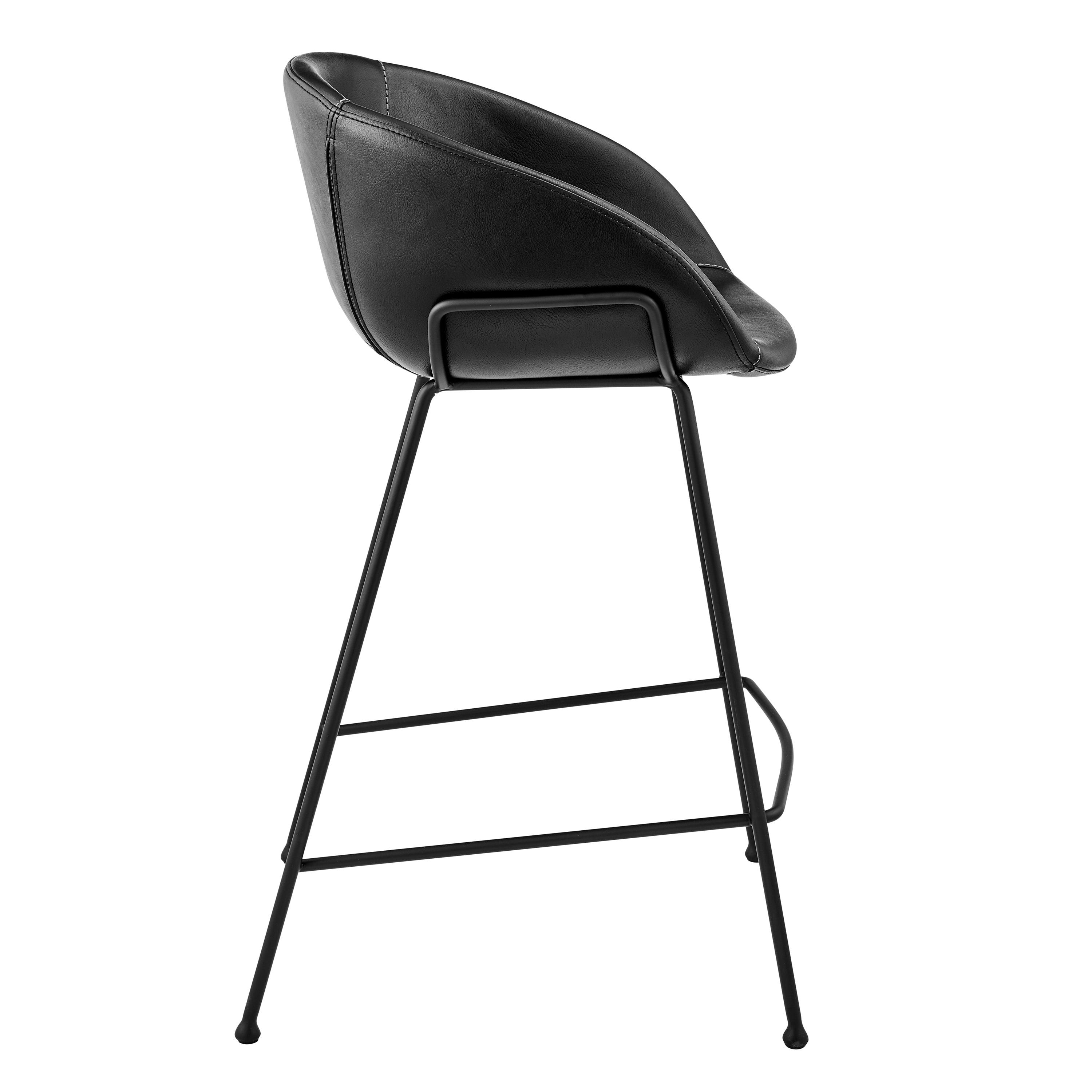 Zach-C Counter Stool with Leatherette and Matte Powder Coated Steel Frame and Legs - Set of 2 - Frankwebs