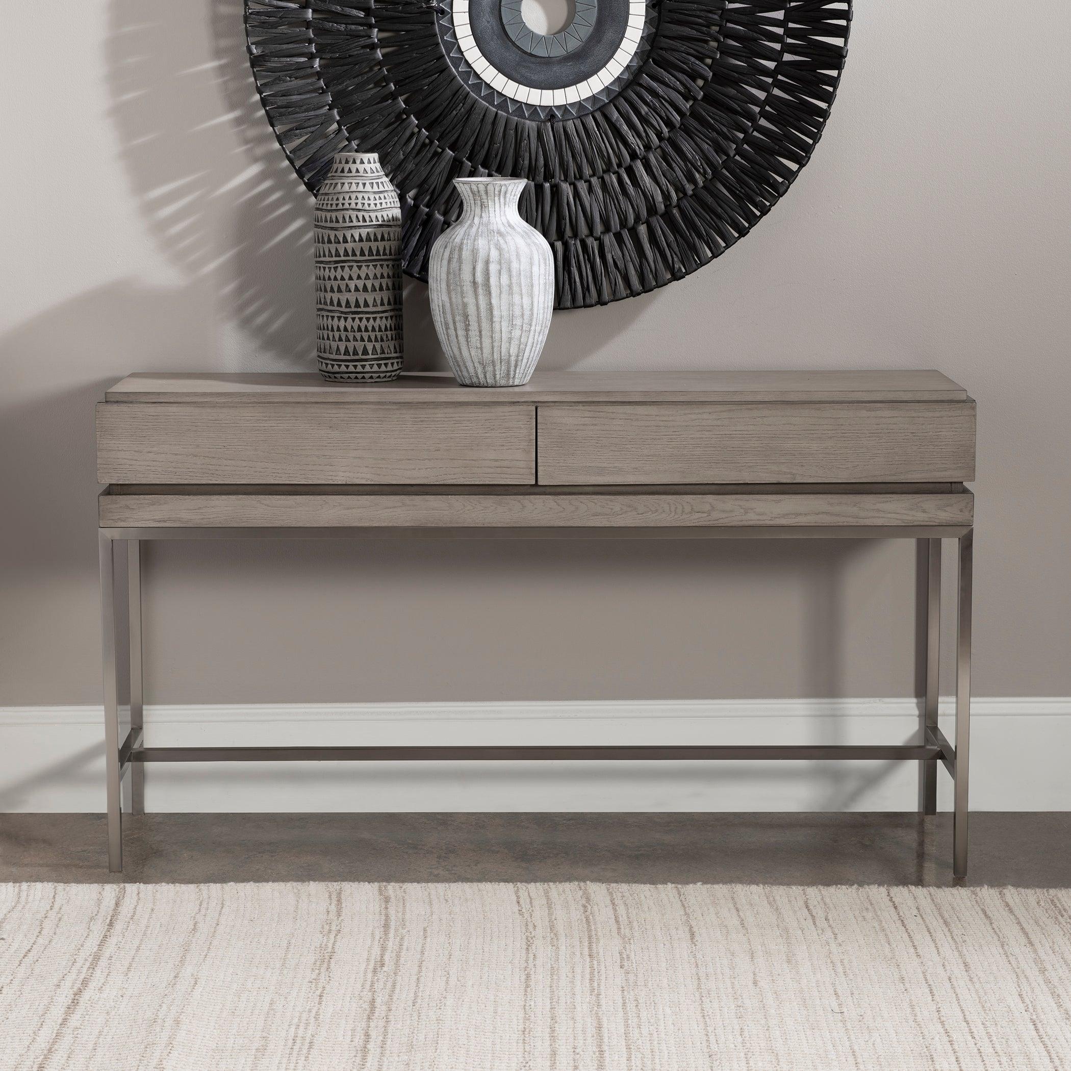 KAMALA GRAY OAK CONSOLE TABLE - Frankwebs