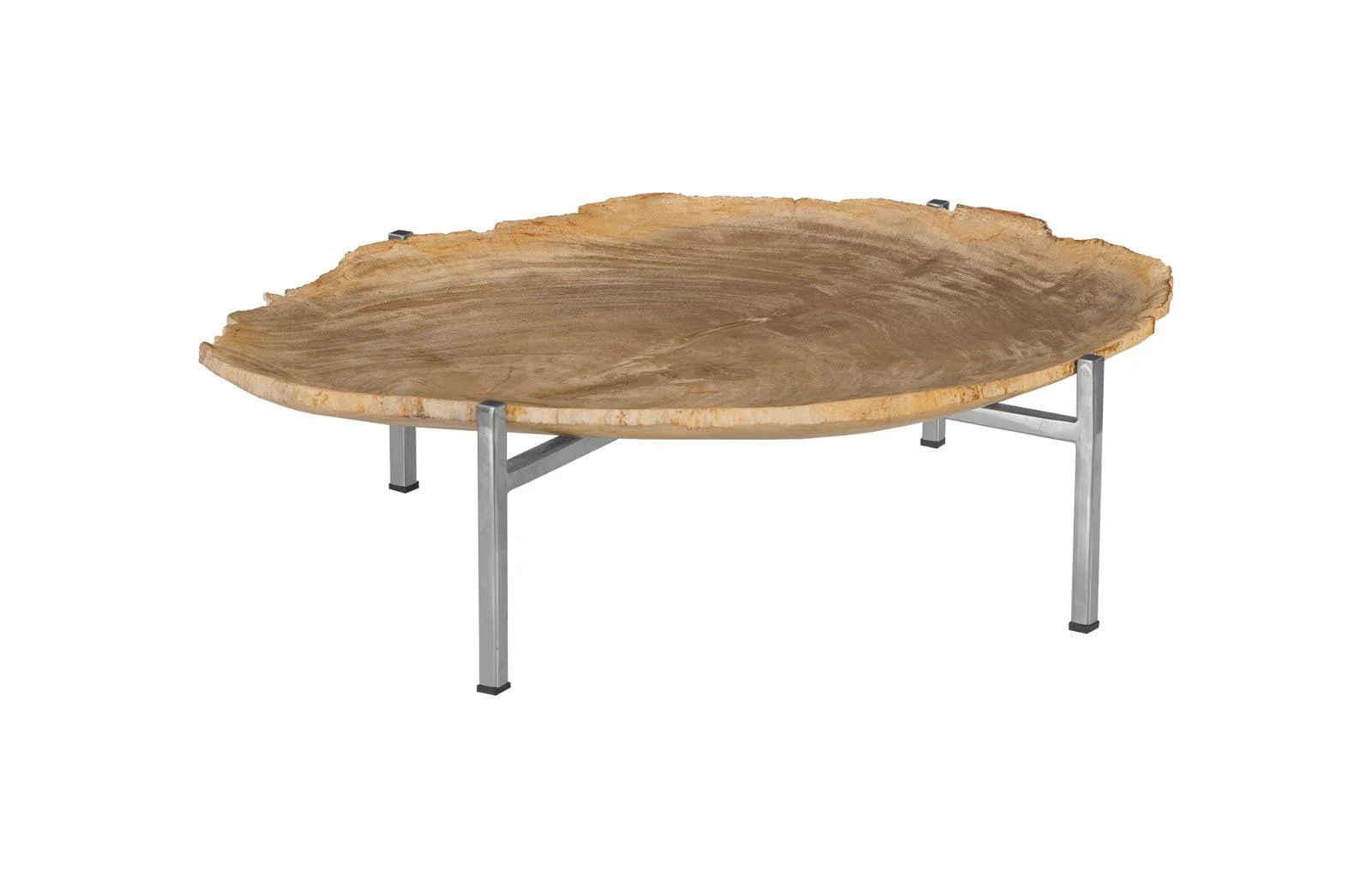 Petrified Wood Tray, Stainless Steel Base, Assorted Styles and Sizes - Frankwebs