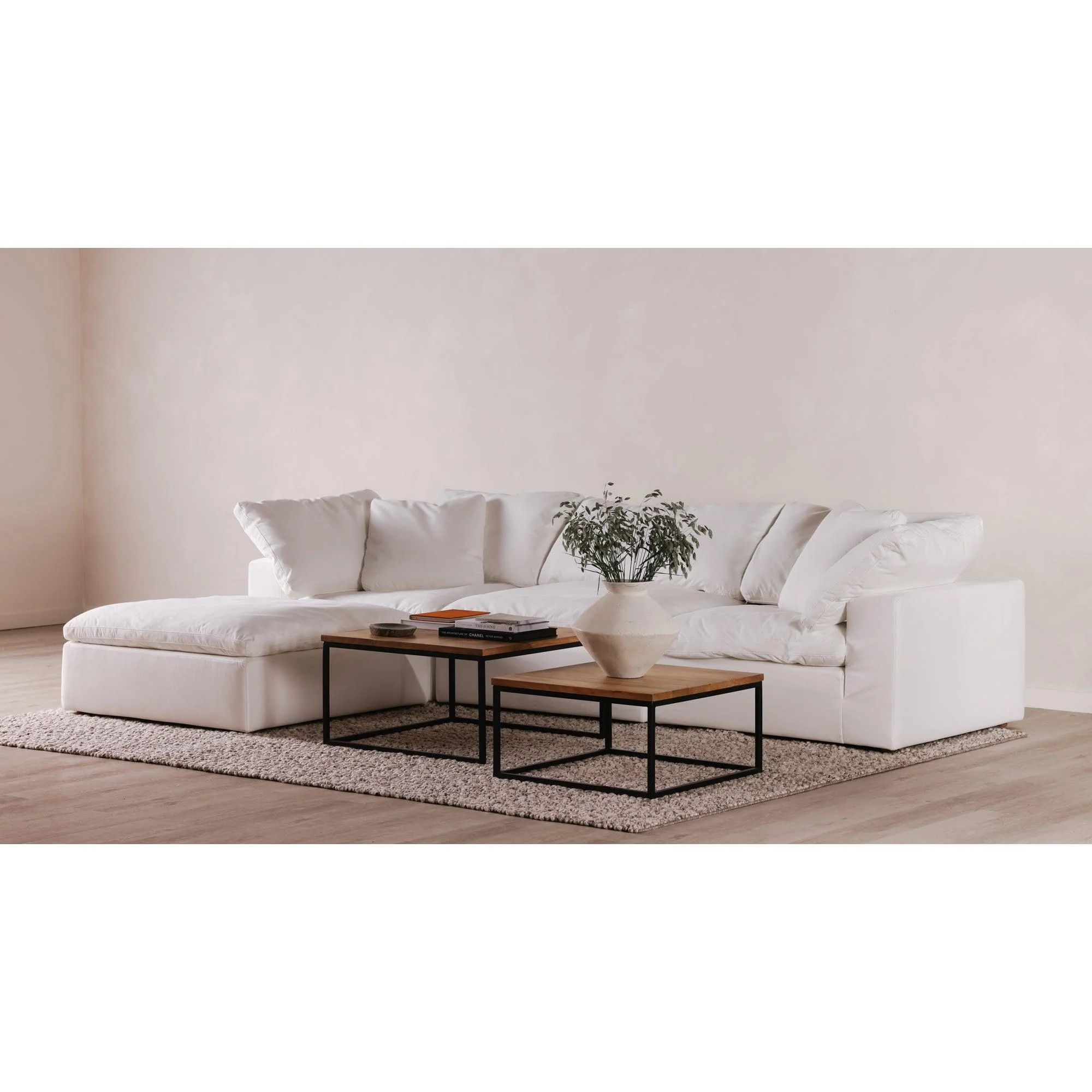Clay Lounge Modular Sectional Performance Fabric White - Frankwebs