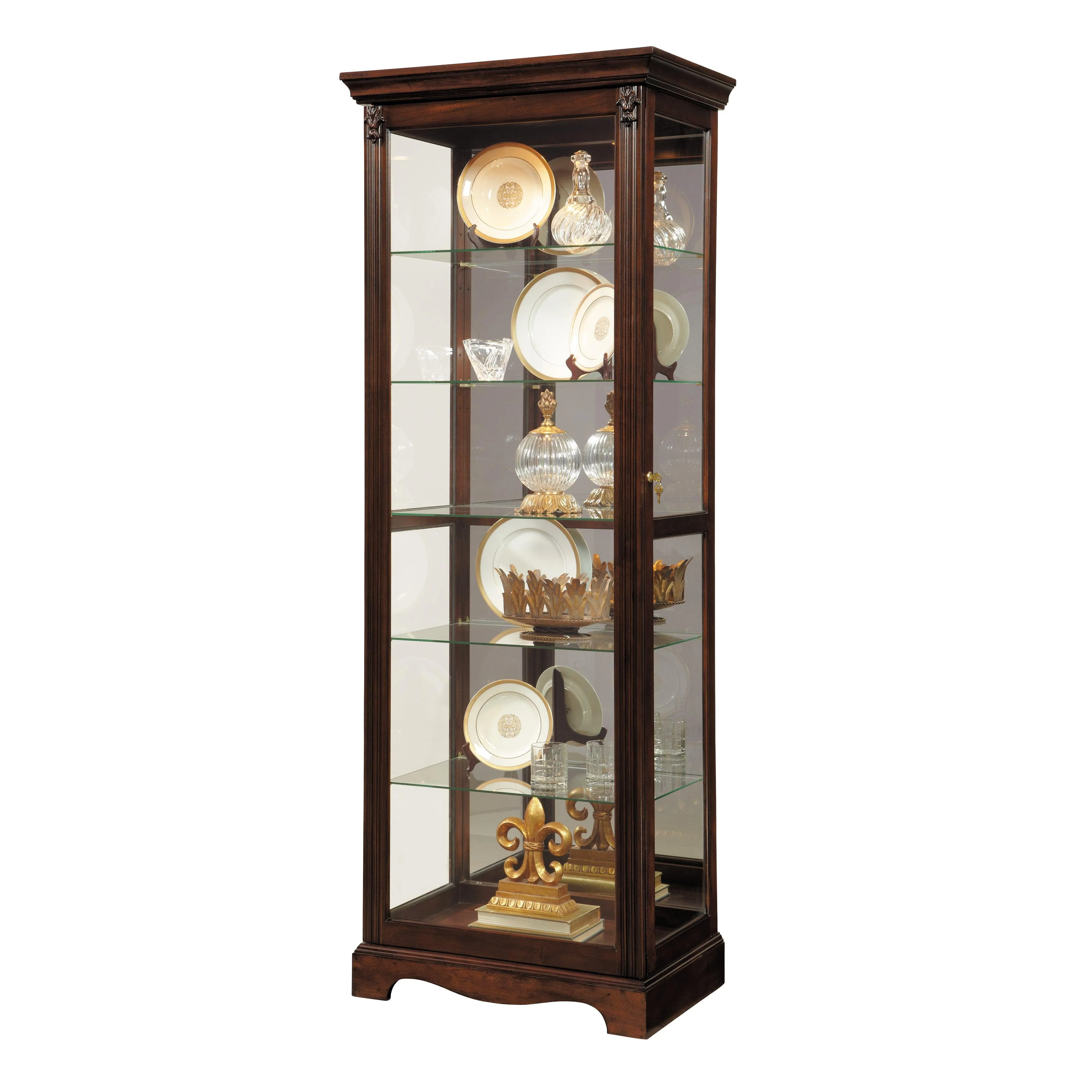 Carved 5 Shelf Mirrored Curio Cabinet - Frankwebs