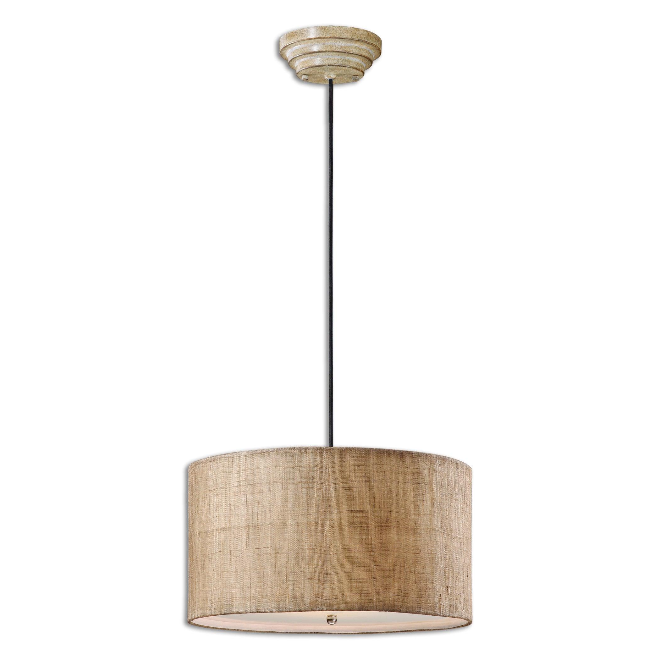 DAFINA 3 LIGHT BURLAP DRUM PENDANT - Frankwebs
