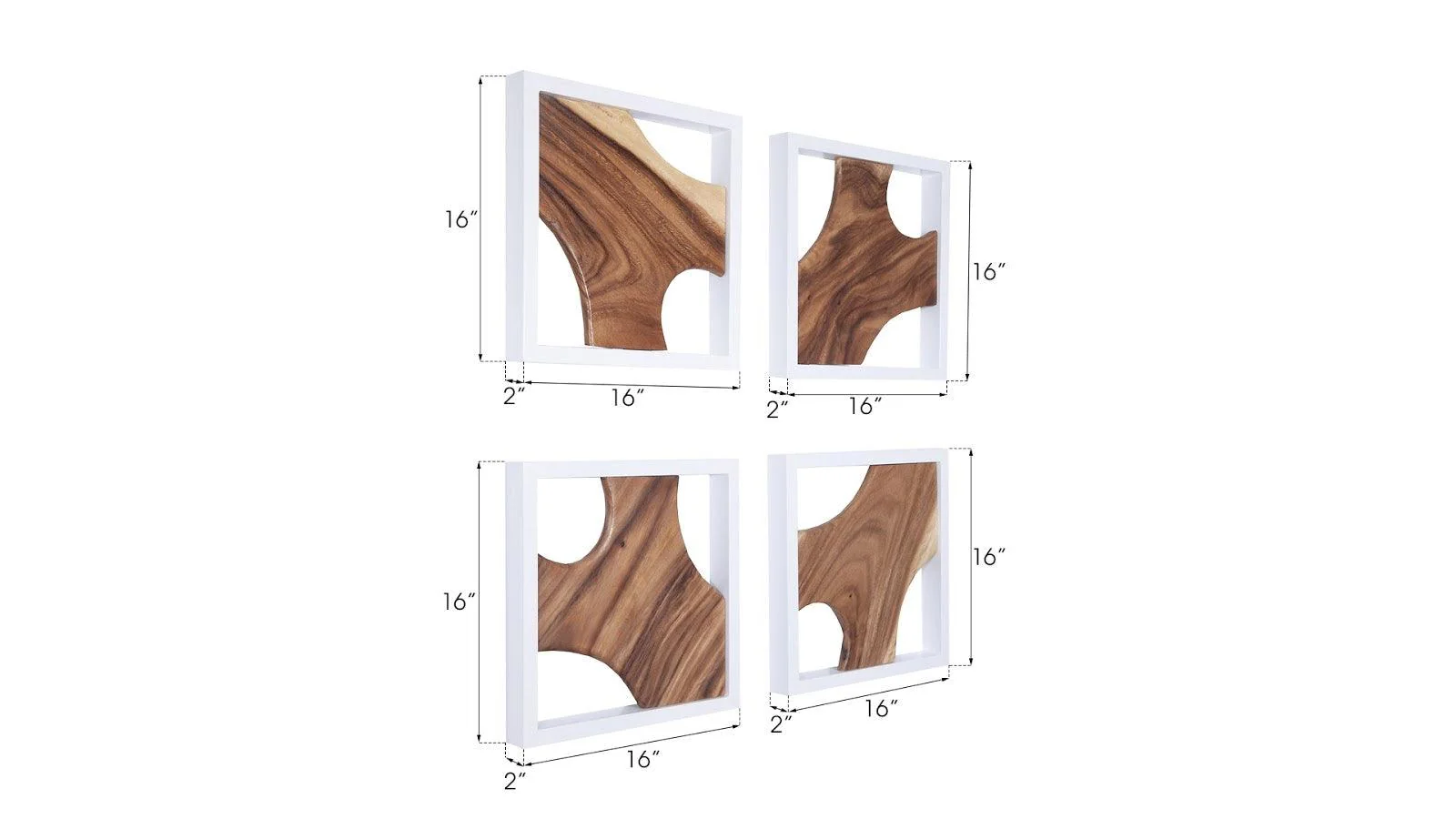 Framed Slice Wall Tile, White Frame   , Set of 4 - Frankwebs