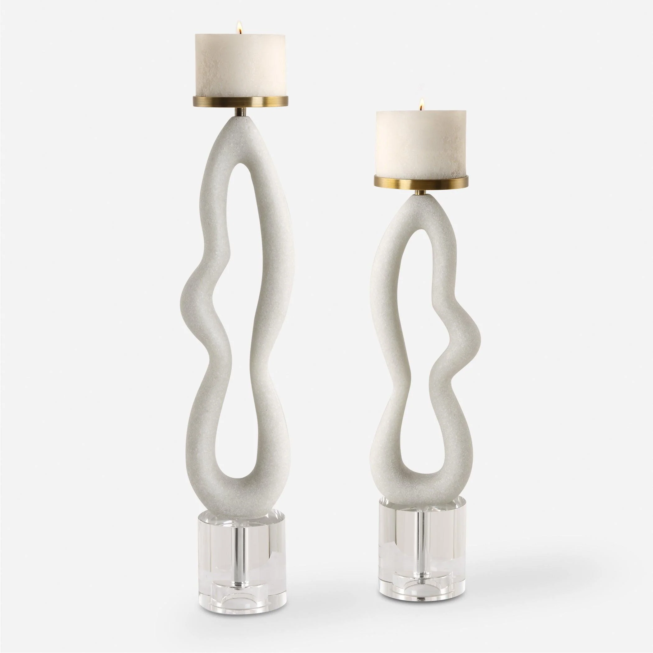 Feamelo Ivory Stone Candleholders, S/2 - Frankwebs