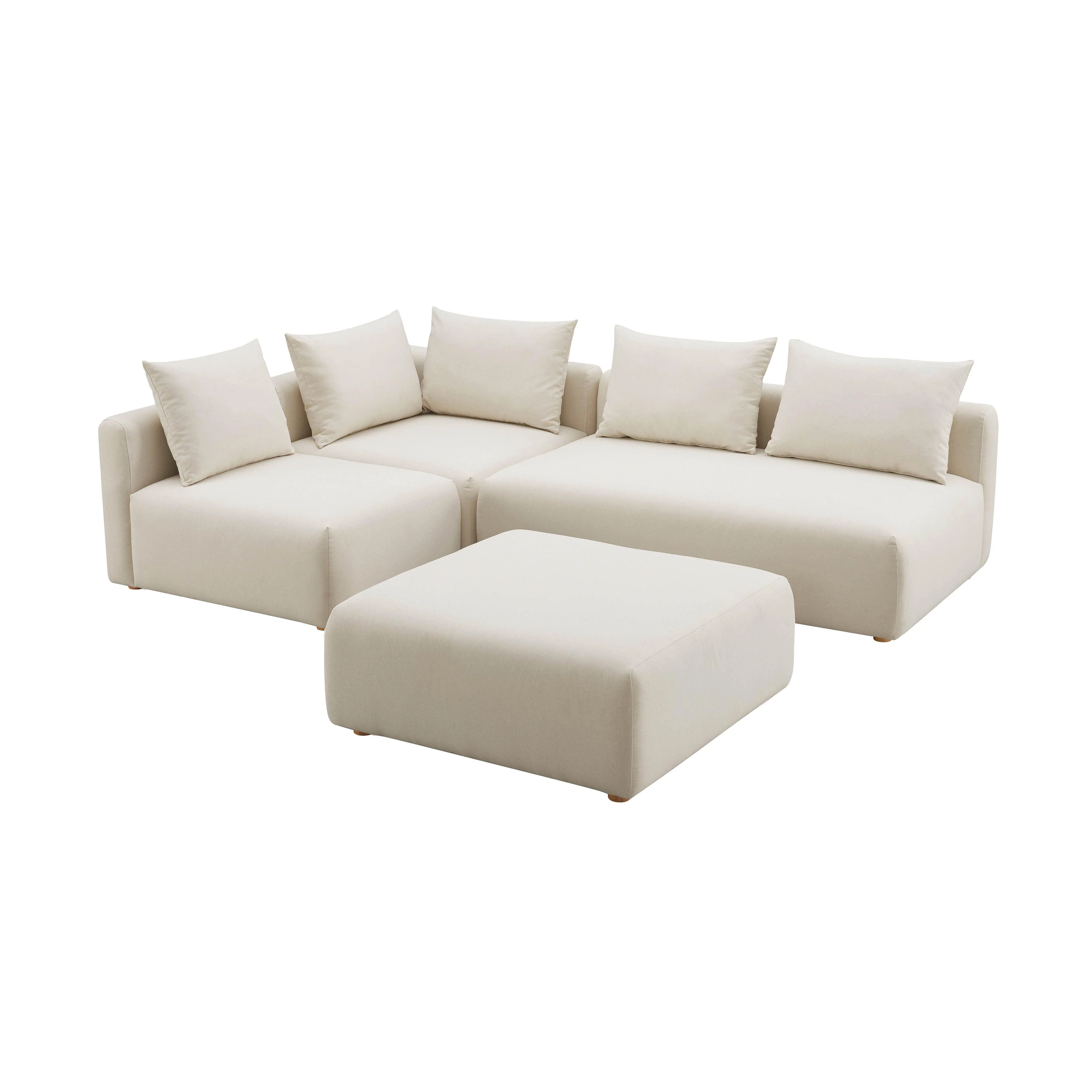 Hangover Cream Linen 4-Piece Modular Chaise Sectional - Frankwebs