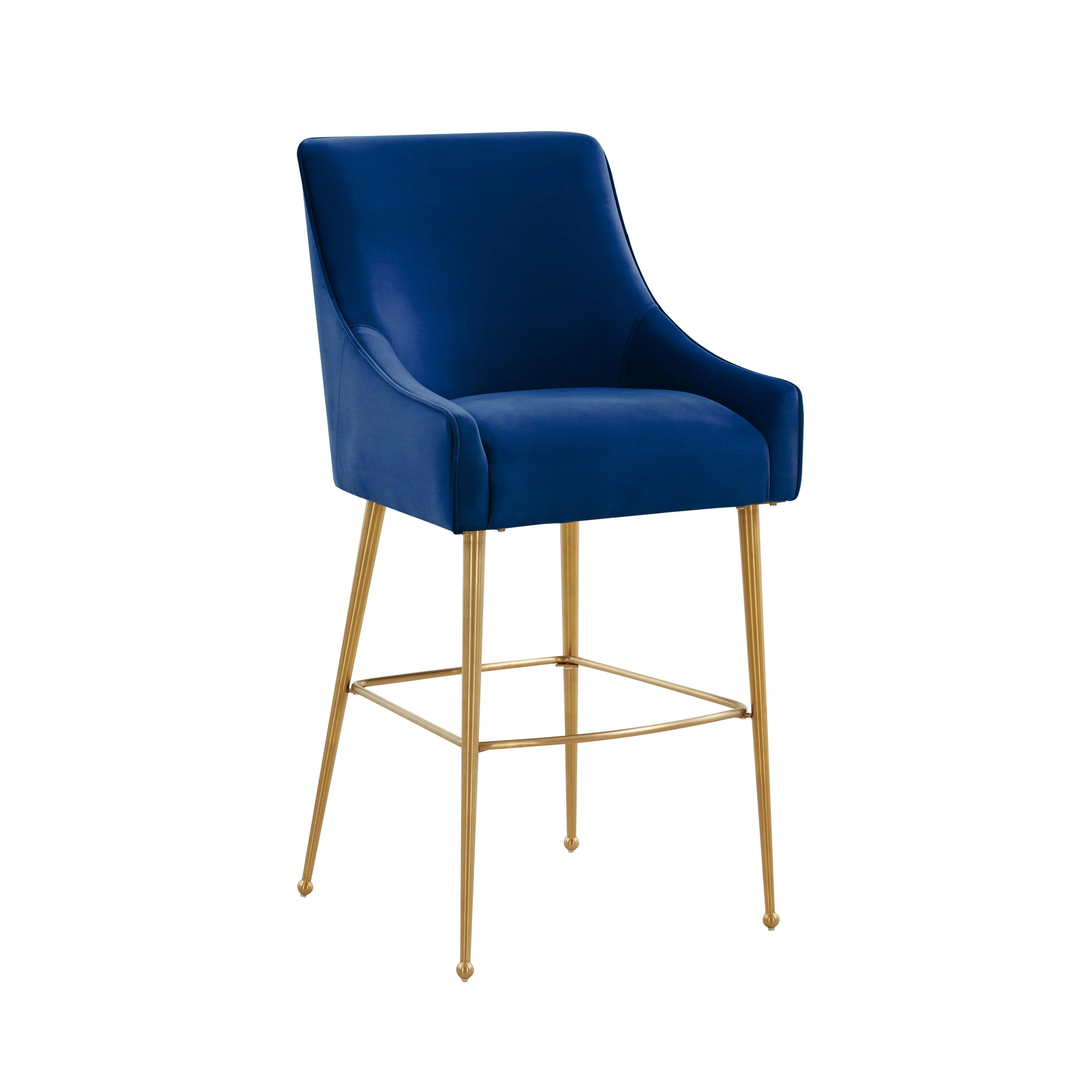 Beatrix Navy Velvet Counter Stool - Gold Legs - Frankwebs