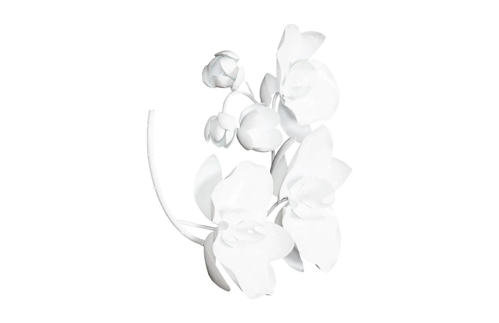 Orchid Sprig Wall Art, Small, Metal, White - Frankwebs