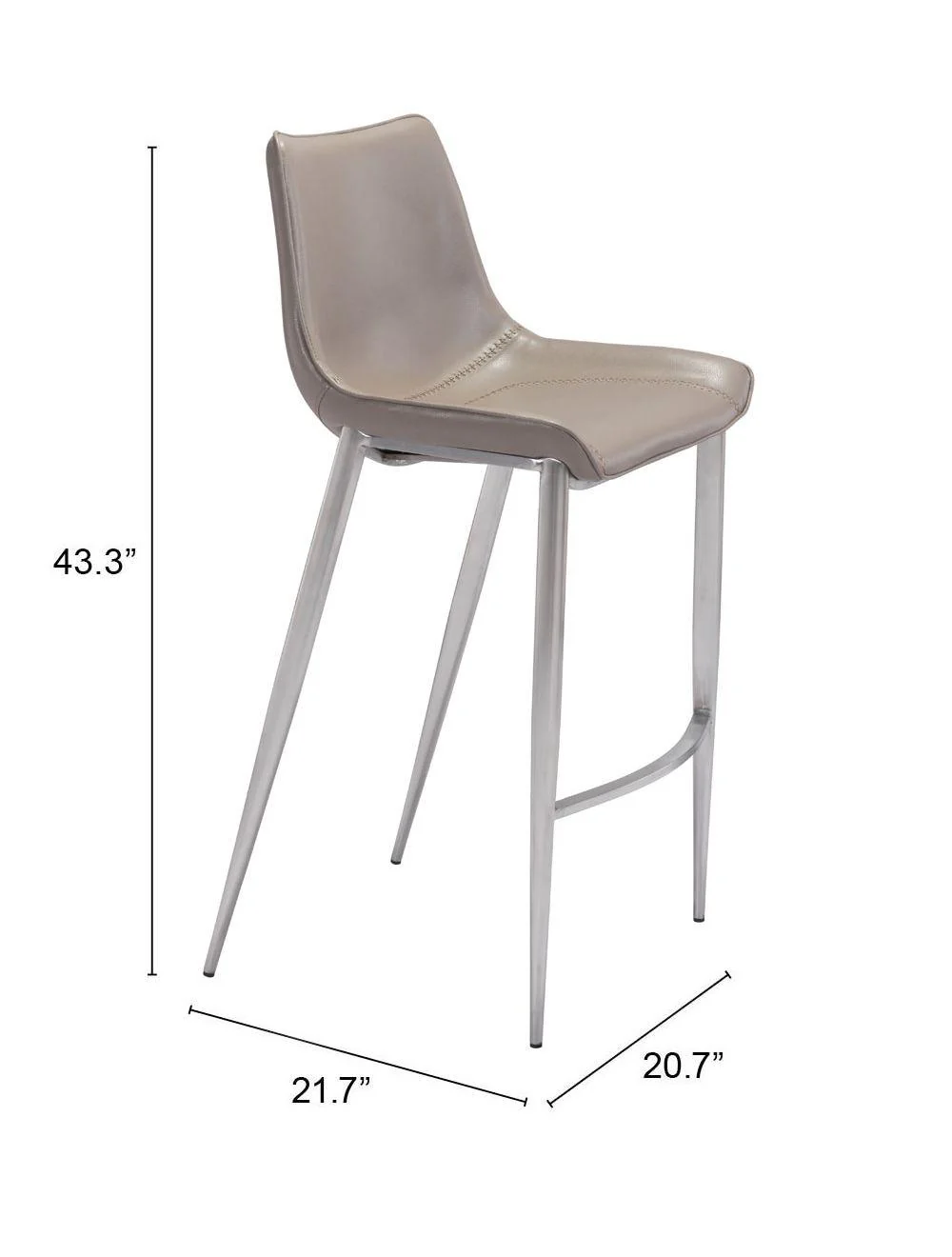 Magnus Bar Chair (Set of 2) Gray & Silver - Frankwebs