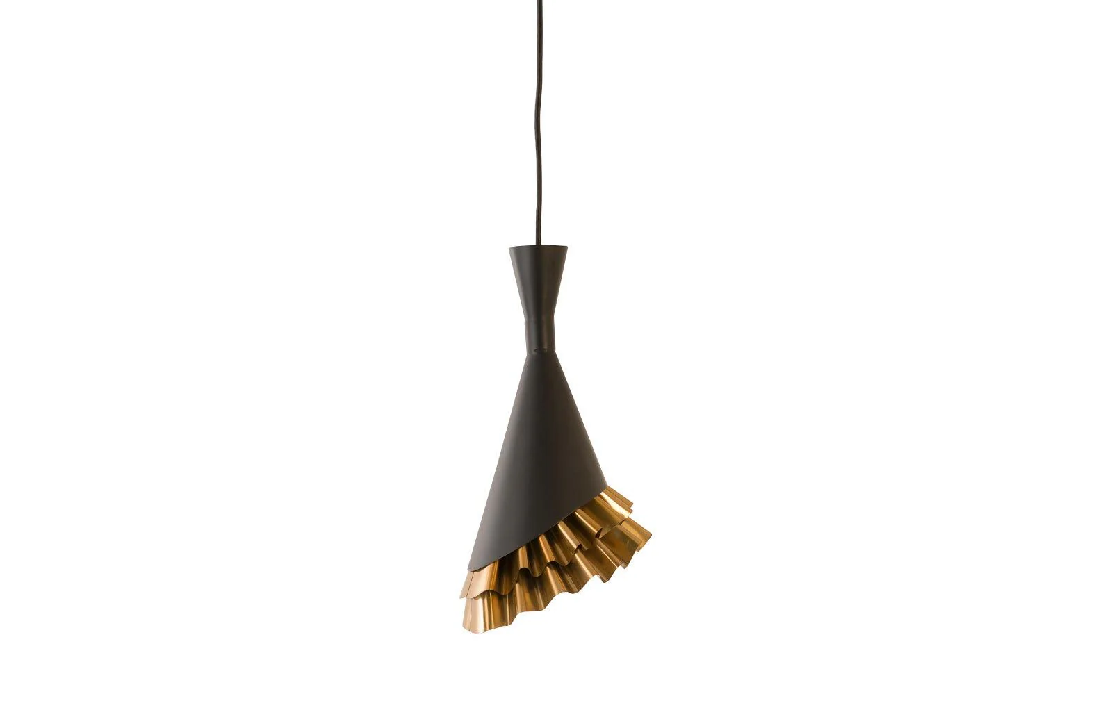 Ruffle Pendant Lamp, Black/Brass - Frankwebs