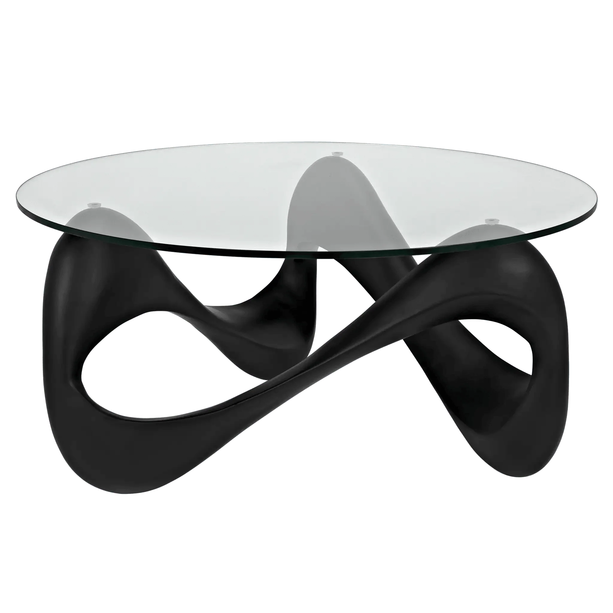 Orion Coffee Table, Black Resin Cement with Glass - Frankwebs