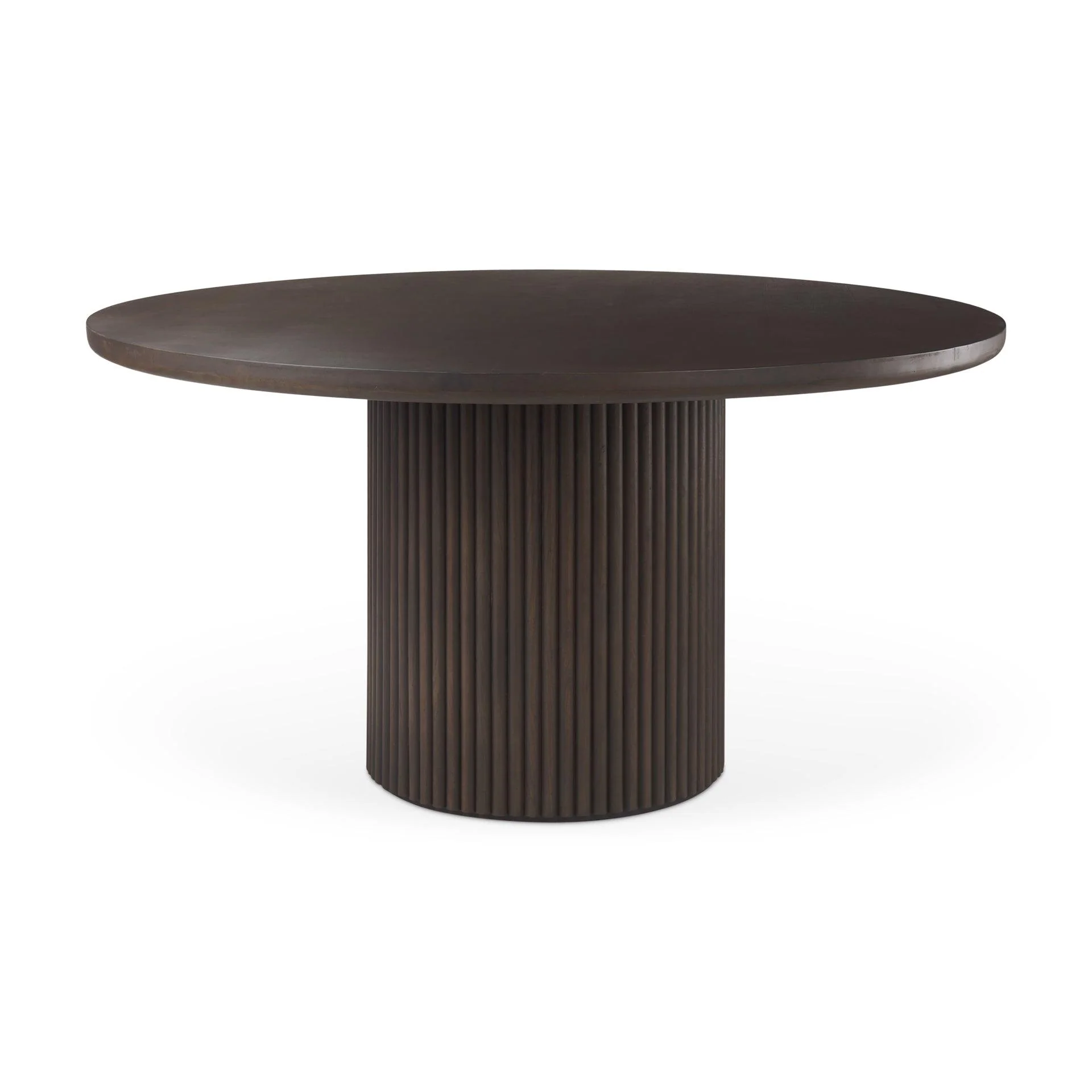 Terra 60L x 60W x 30H Dark Brown Wood Round Fluted Dining Table - Frankwebs