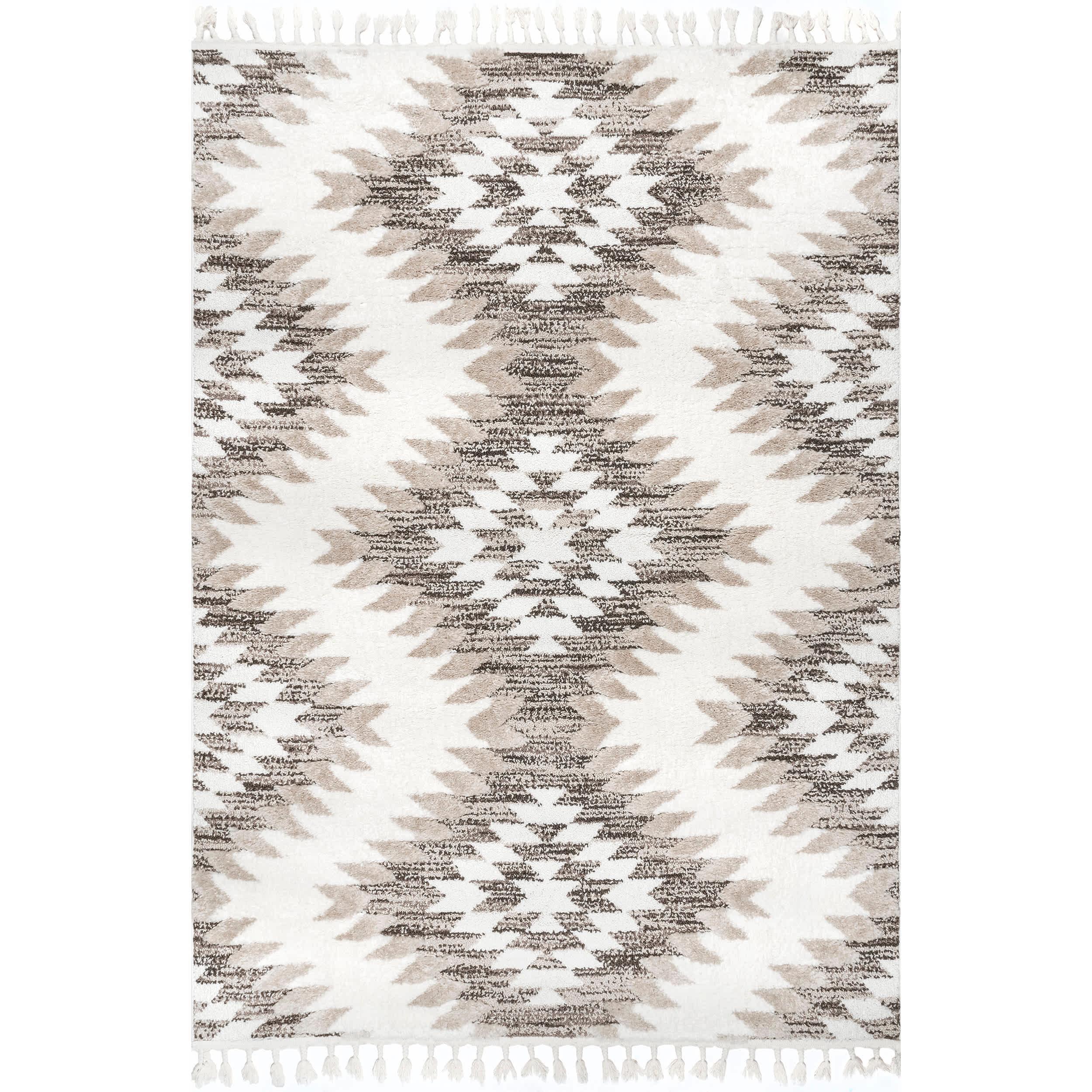 Adelade Aztec High Low Shaggy Tassel Area Rug - Frankwebs
