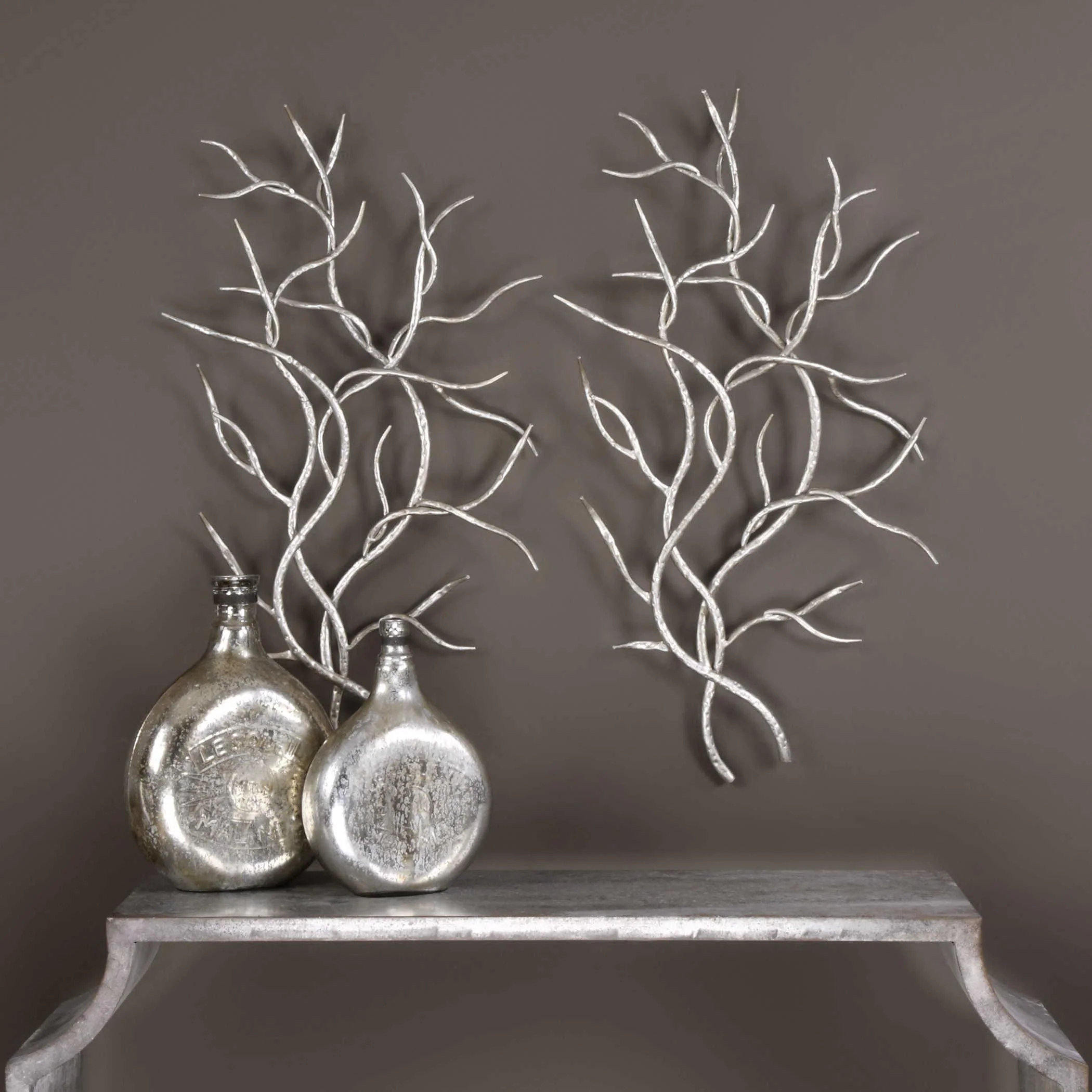SILVER BRANCHES WALL ART SET OF 2 - Frankwebs