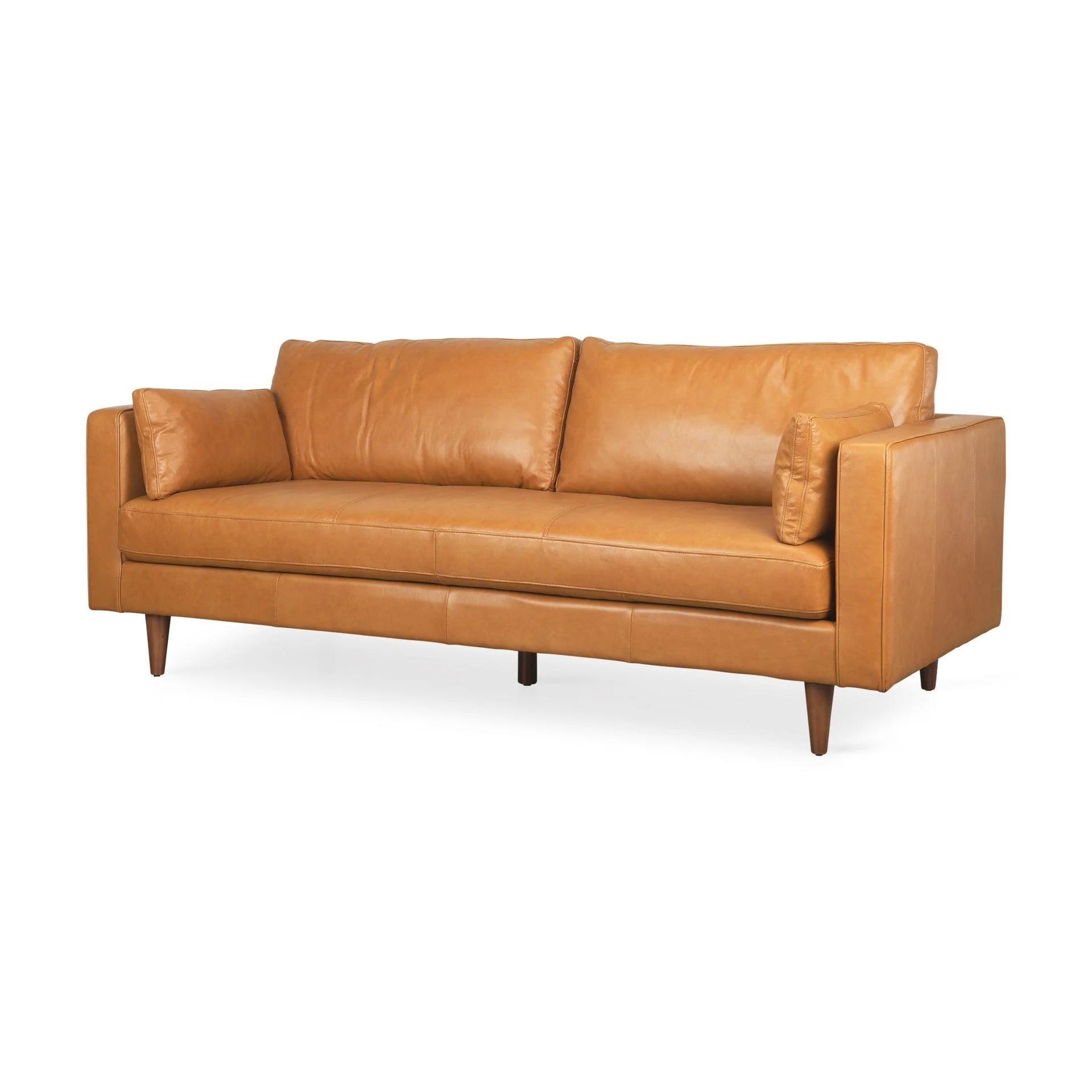 Elton  87.8L x 37.8W x 34.6H Tan Leather Sofa - Frankwebs