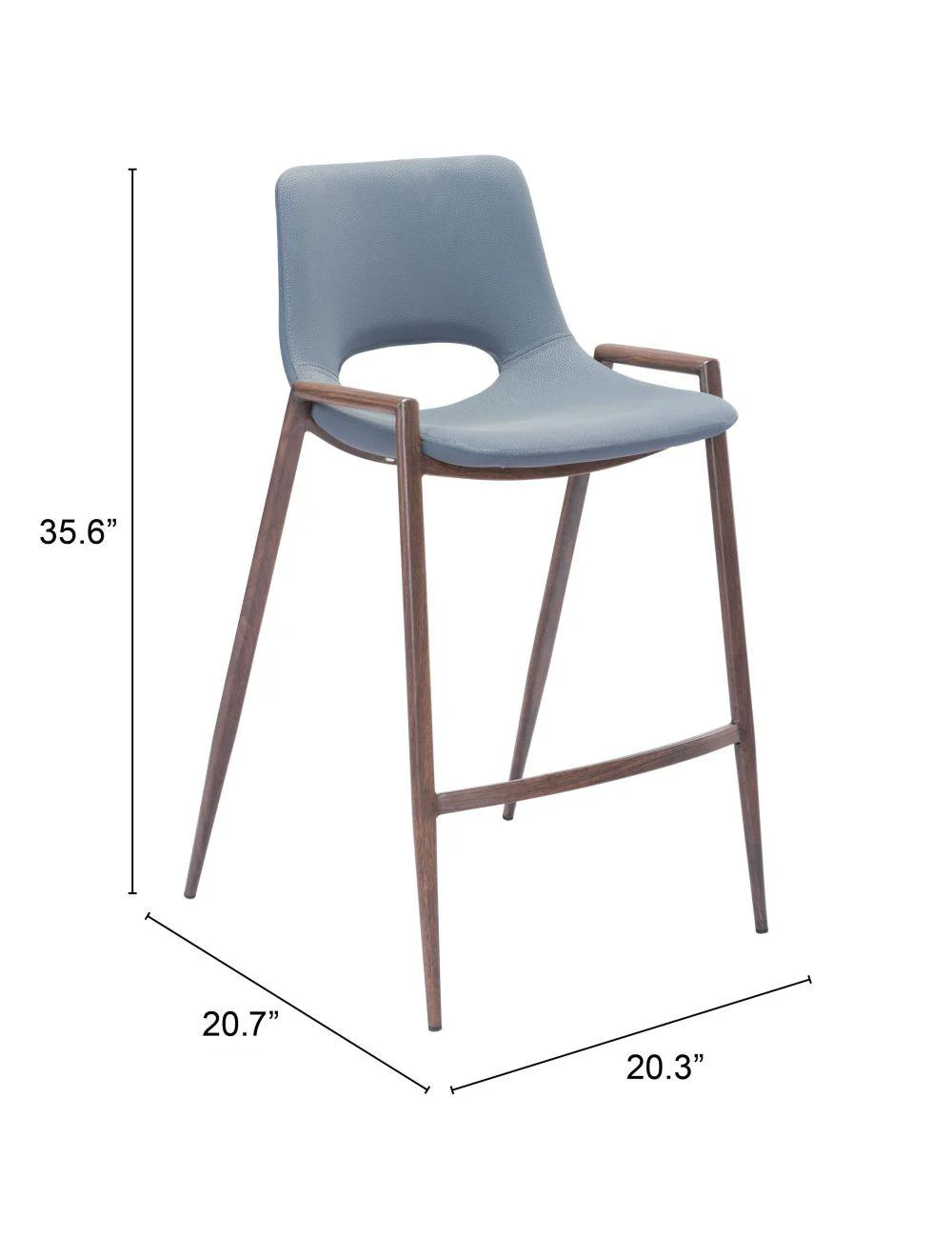 Desi Counter Chair (Set of 2) Gray & Walnut - Frankwebs