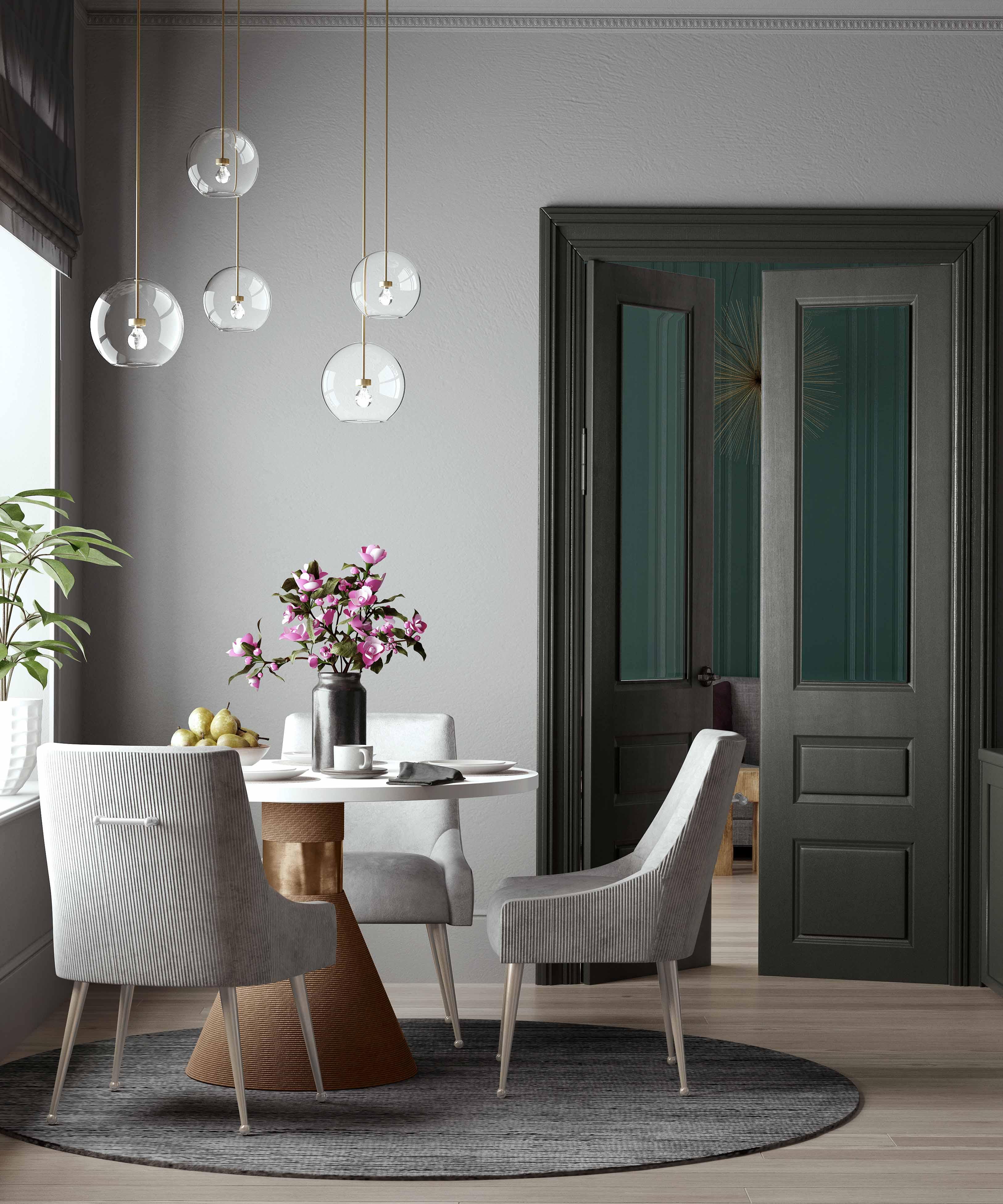 Beatrix Pleated Light Grey Velvet Side Chair - Silver Legs - Frankwebs