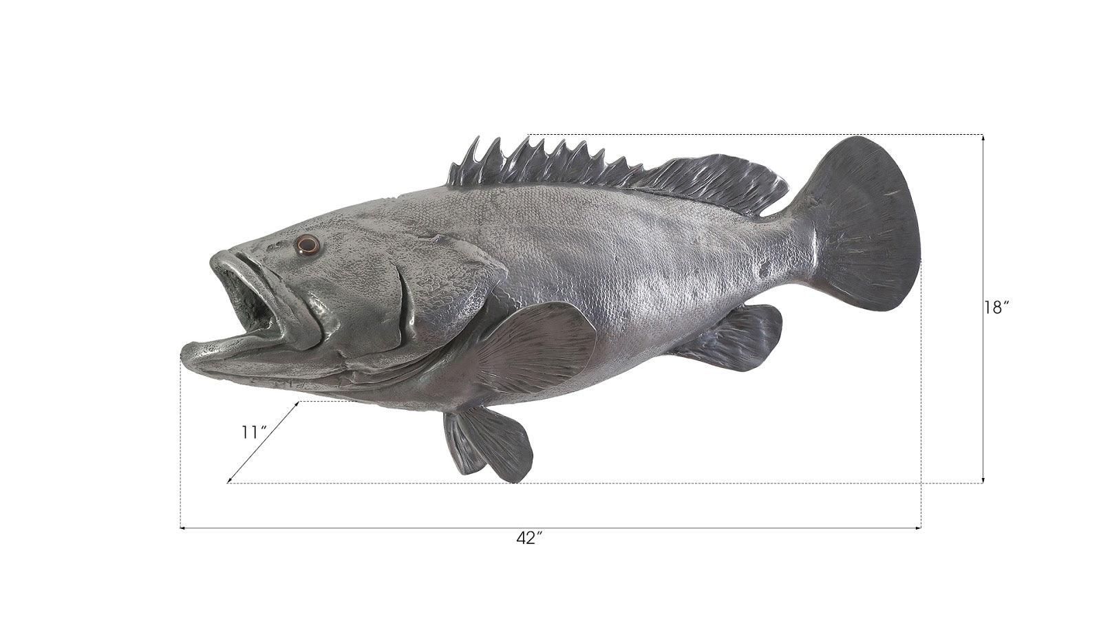 Estuary Cod Fish Wall Sculpture, Resin, Polished Aluminum Finish - Frankwebs