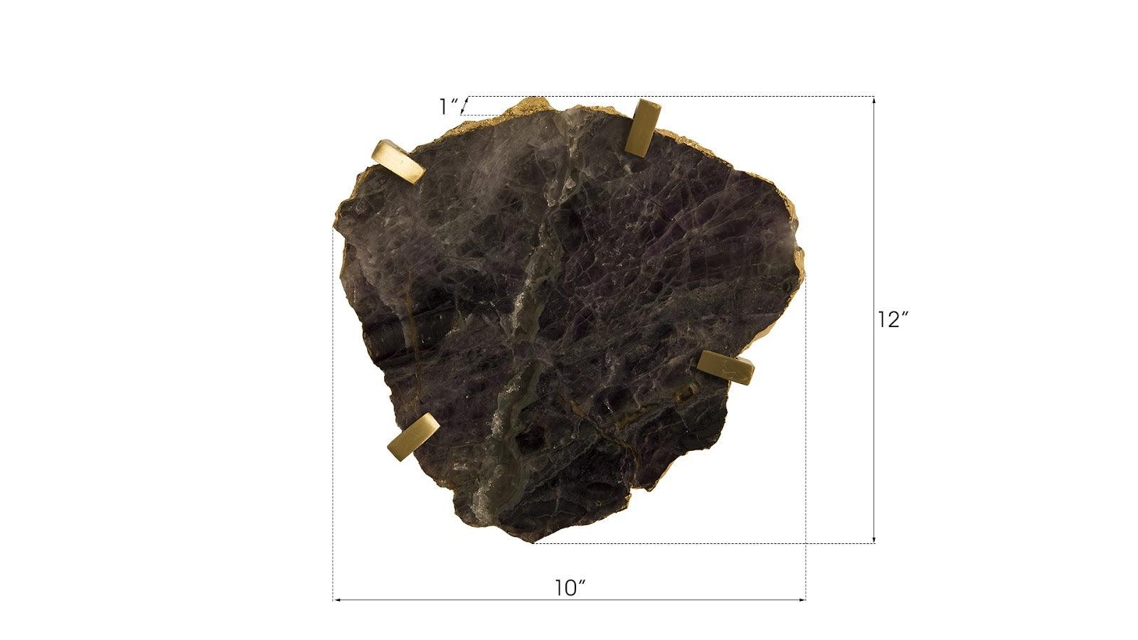 Gem Wall Tile in Brass Setting, Purple Quartz - Frankwebs