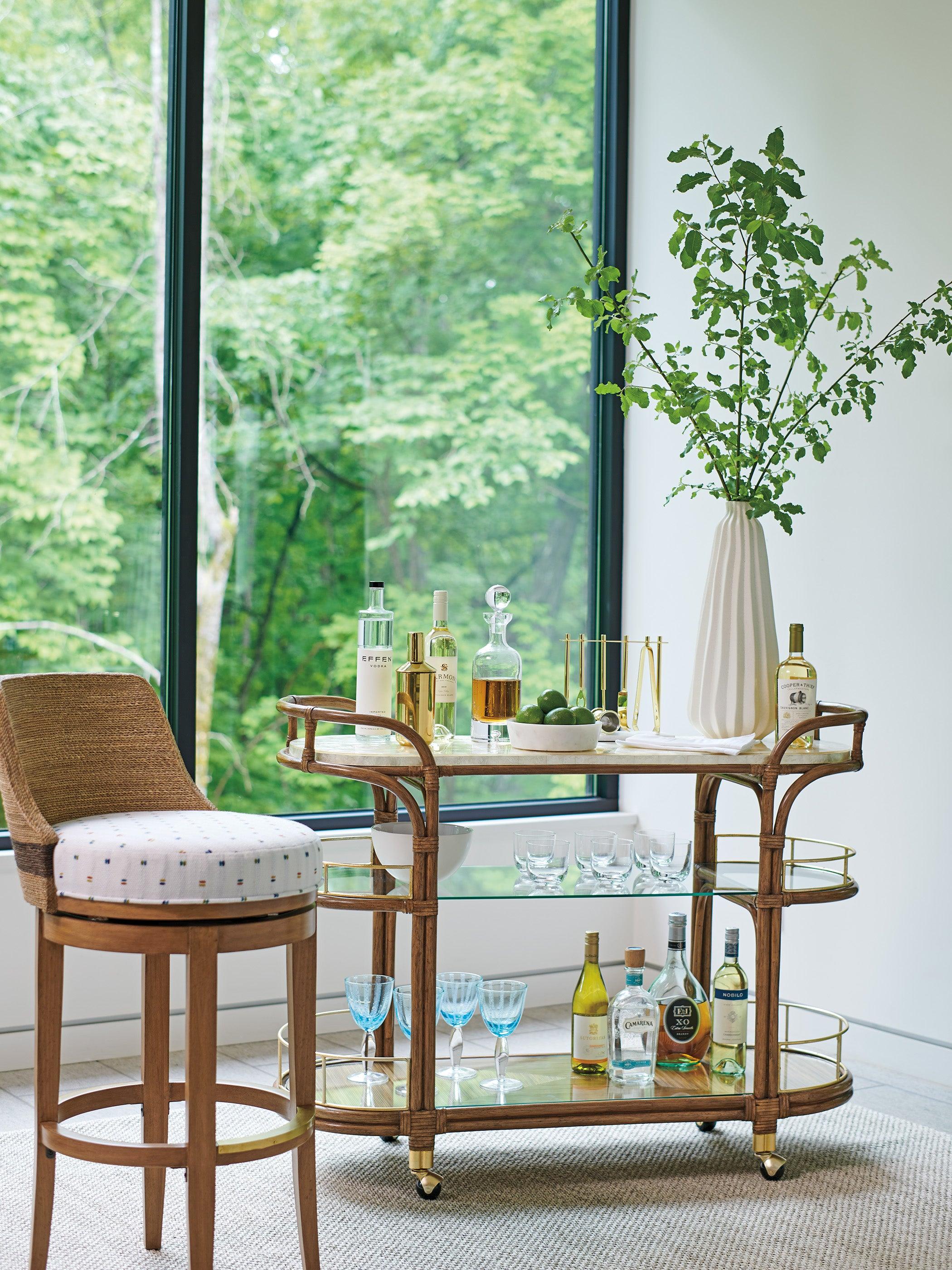 Palm Desert Toscana Rattan Mobile Bar Cart - Frankwebs