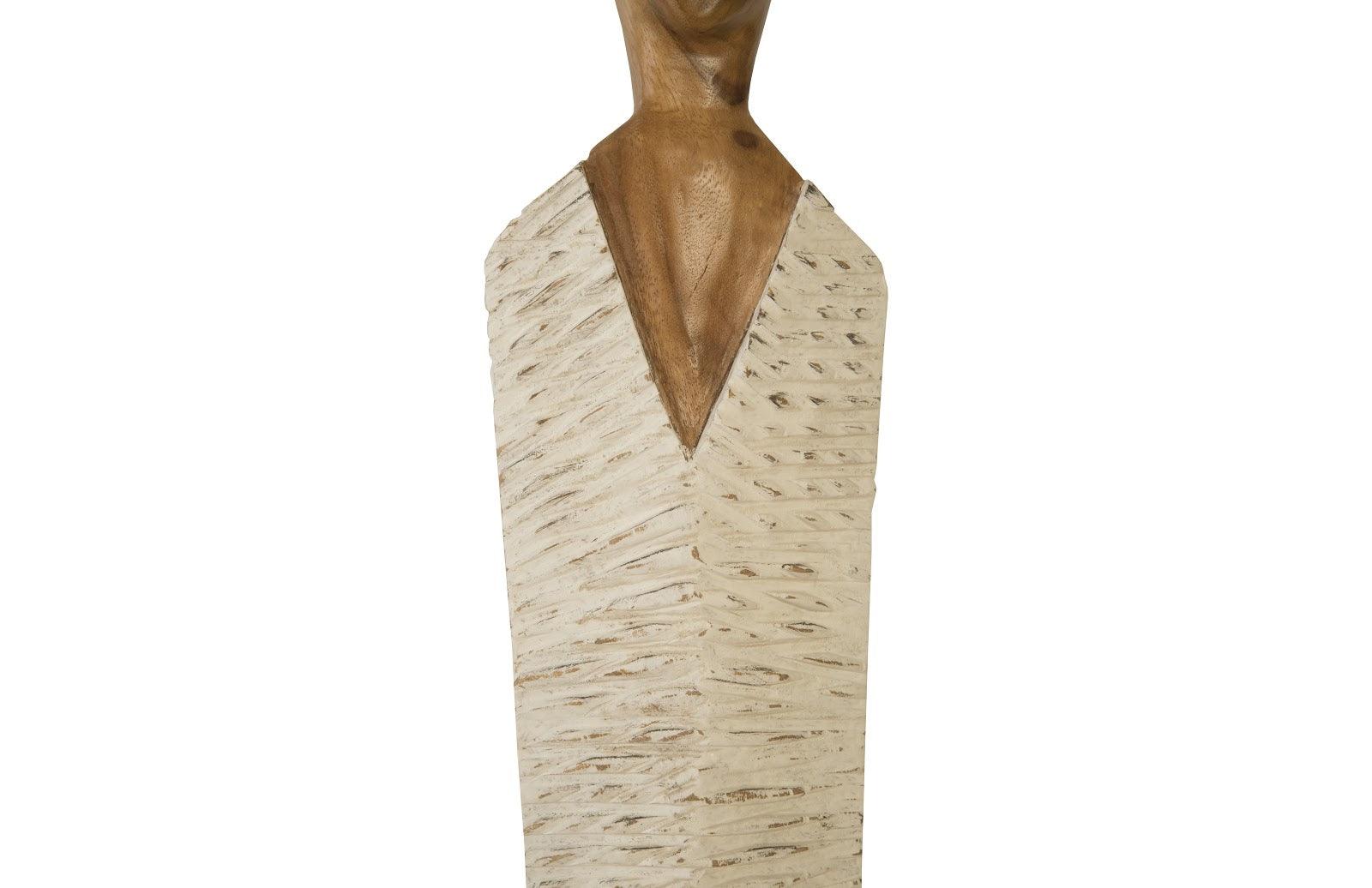 Vested Female Sculpture, Large, Chamcha, Natural, White, Gold - Frankwebs