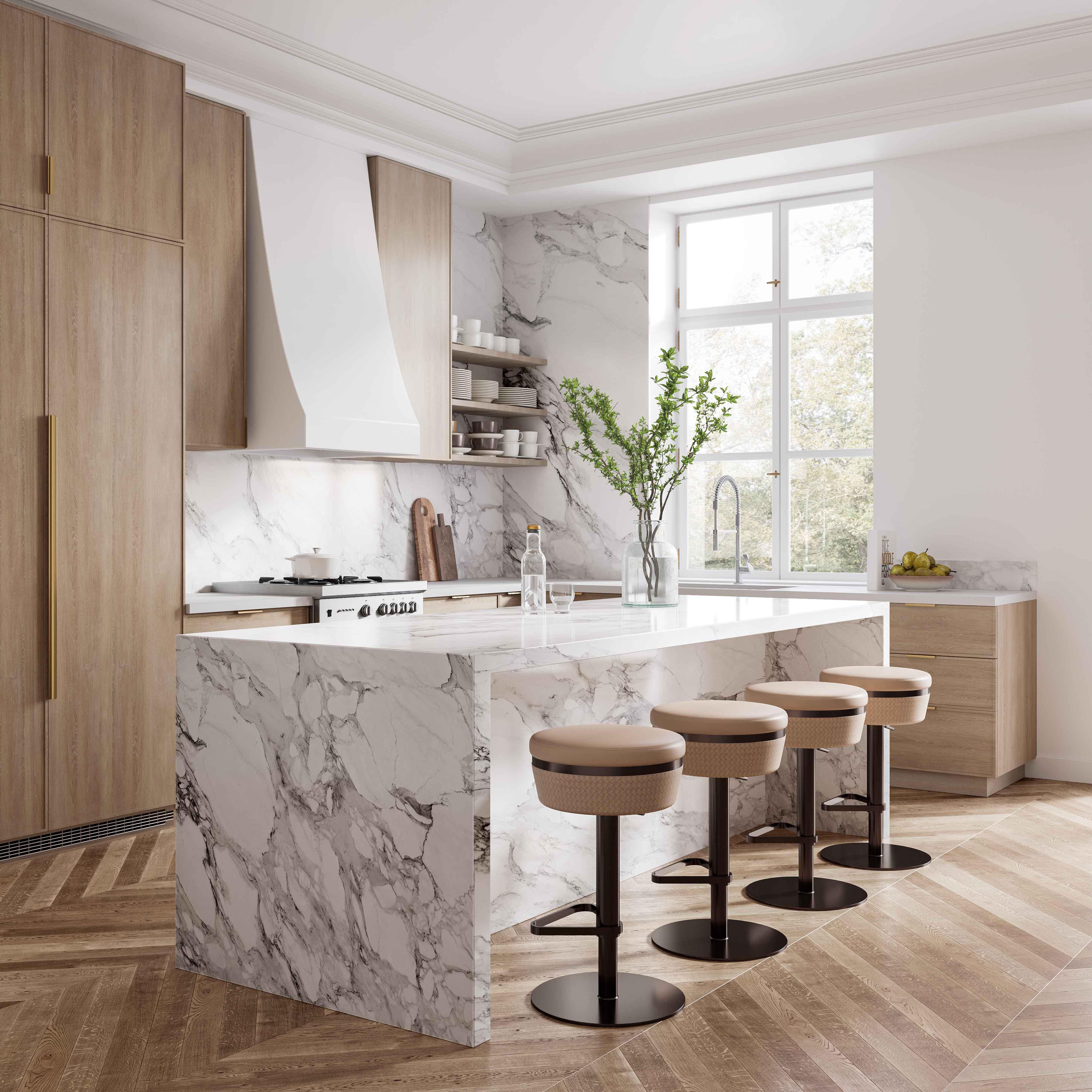 Astro Cafe au Lait Woven Vegan Leather Adjustable Stool - Frankwebs