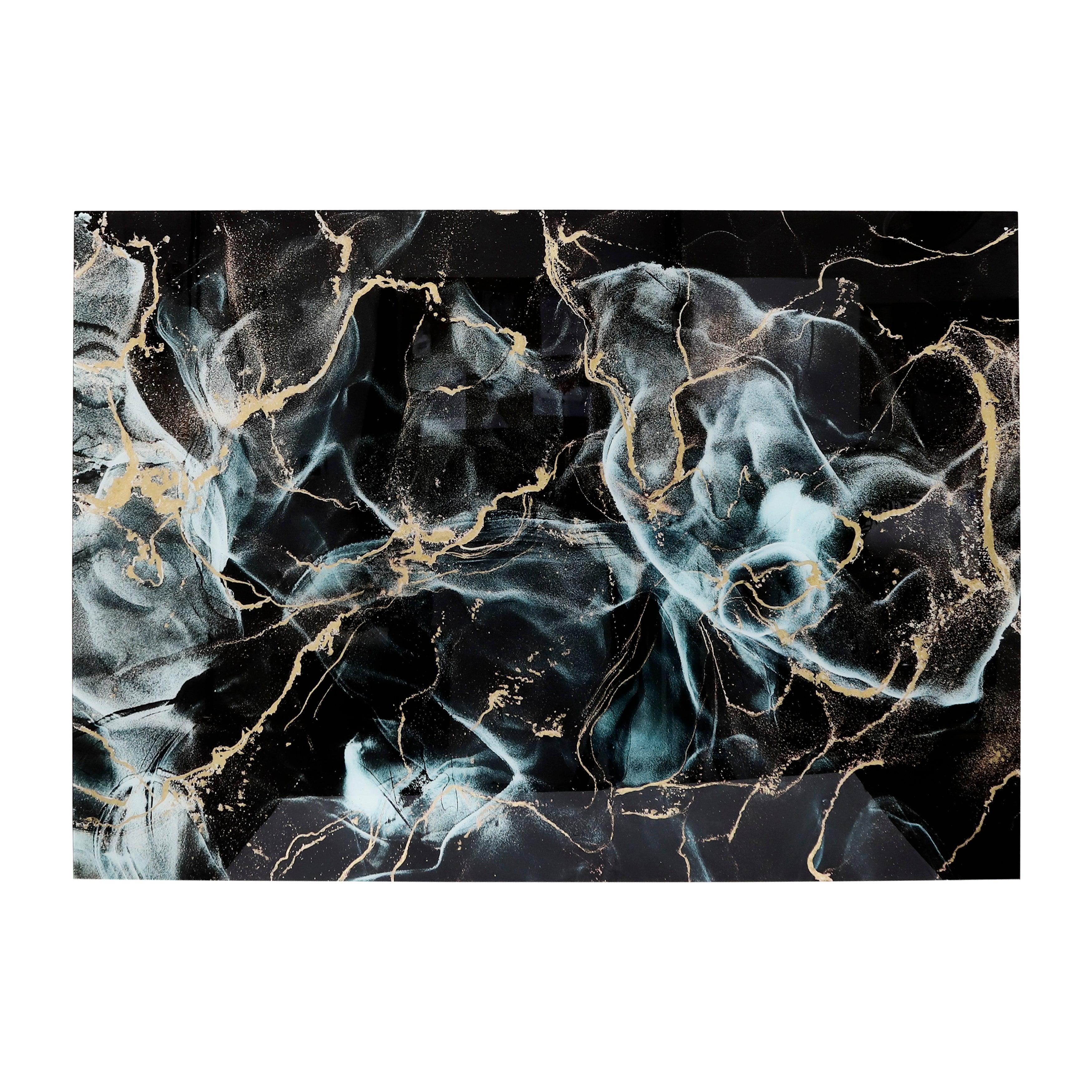 63x43 Abstract Metallic Tempered Glass Art, Multi - Frankwebs