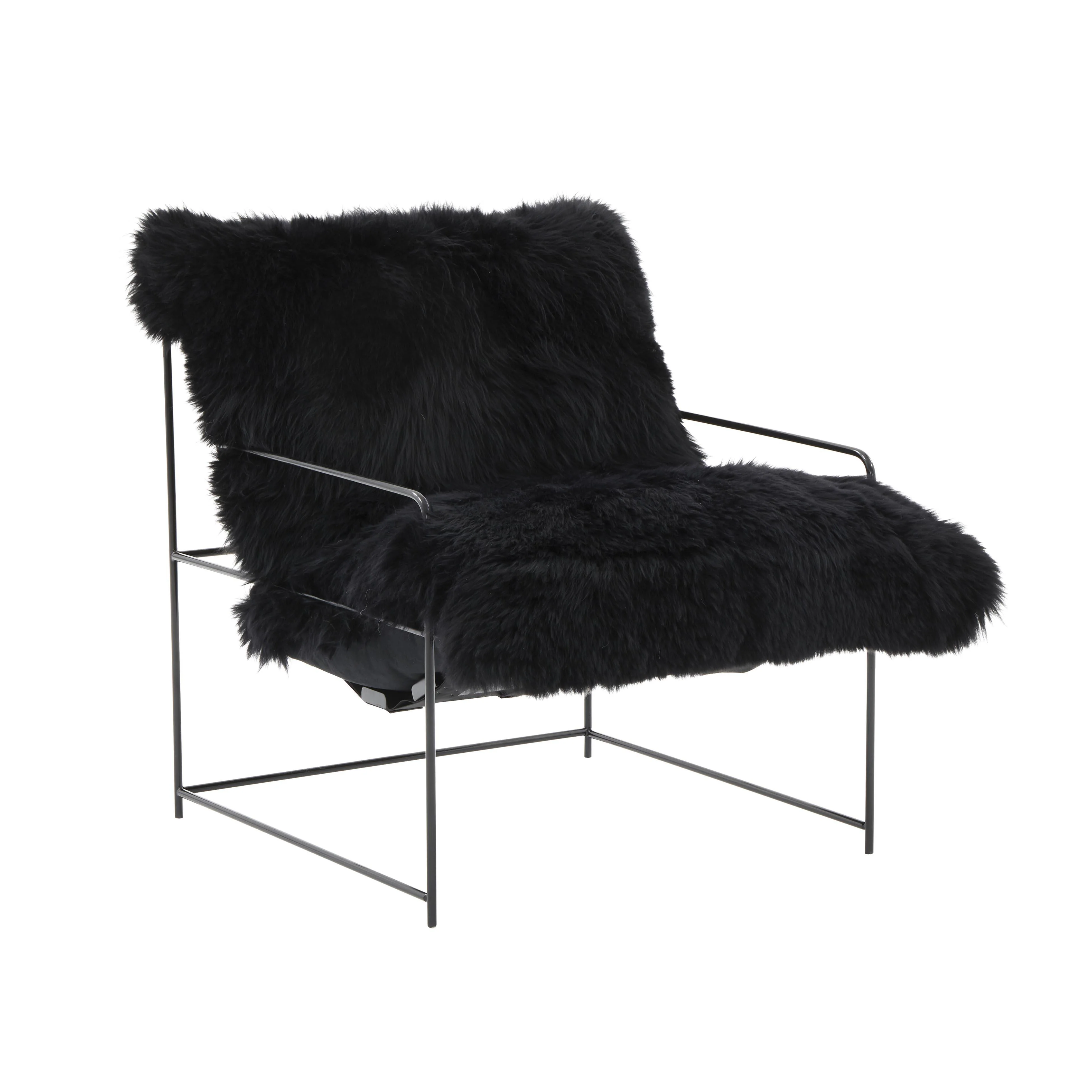 Kimi Black Genuine Sheepskin Chair - Frankwebs