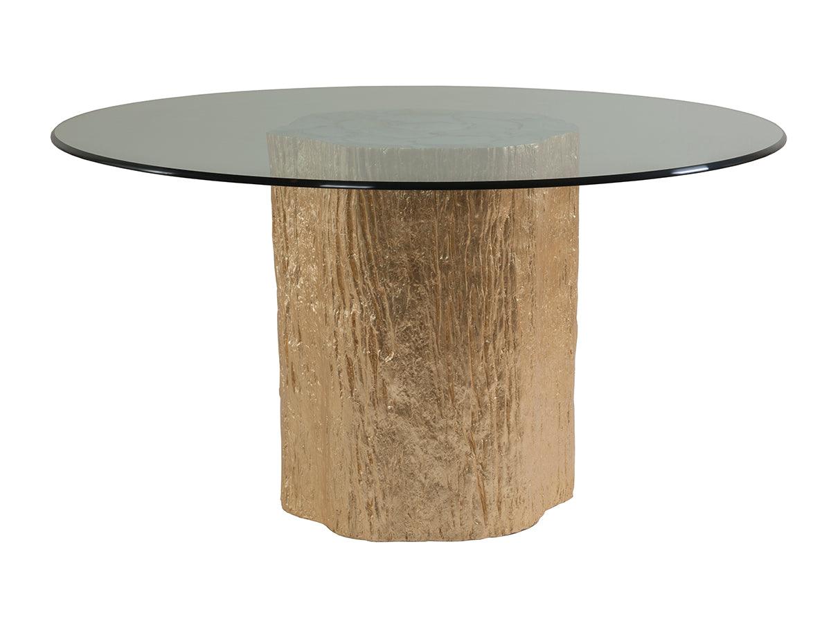 Signature Designs Trunk Segment Round Dining Table With Glass Top-Gold Leaf - Frankwebs