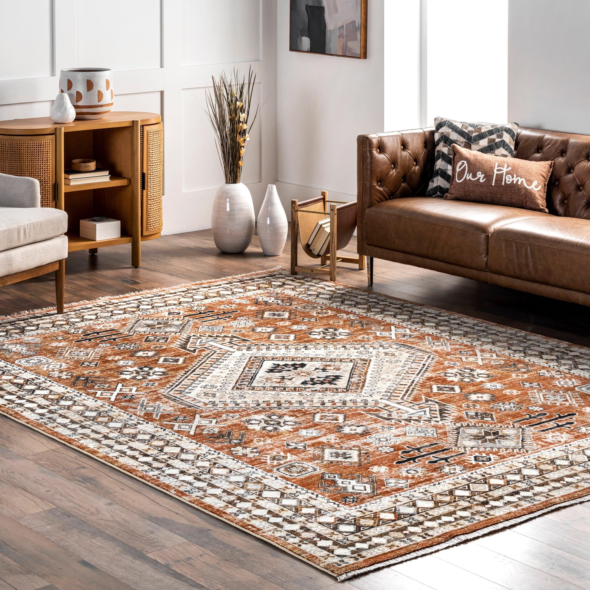Vanesa Transitional Medallion Fringe Area Rug - Frankwebs
