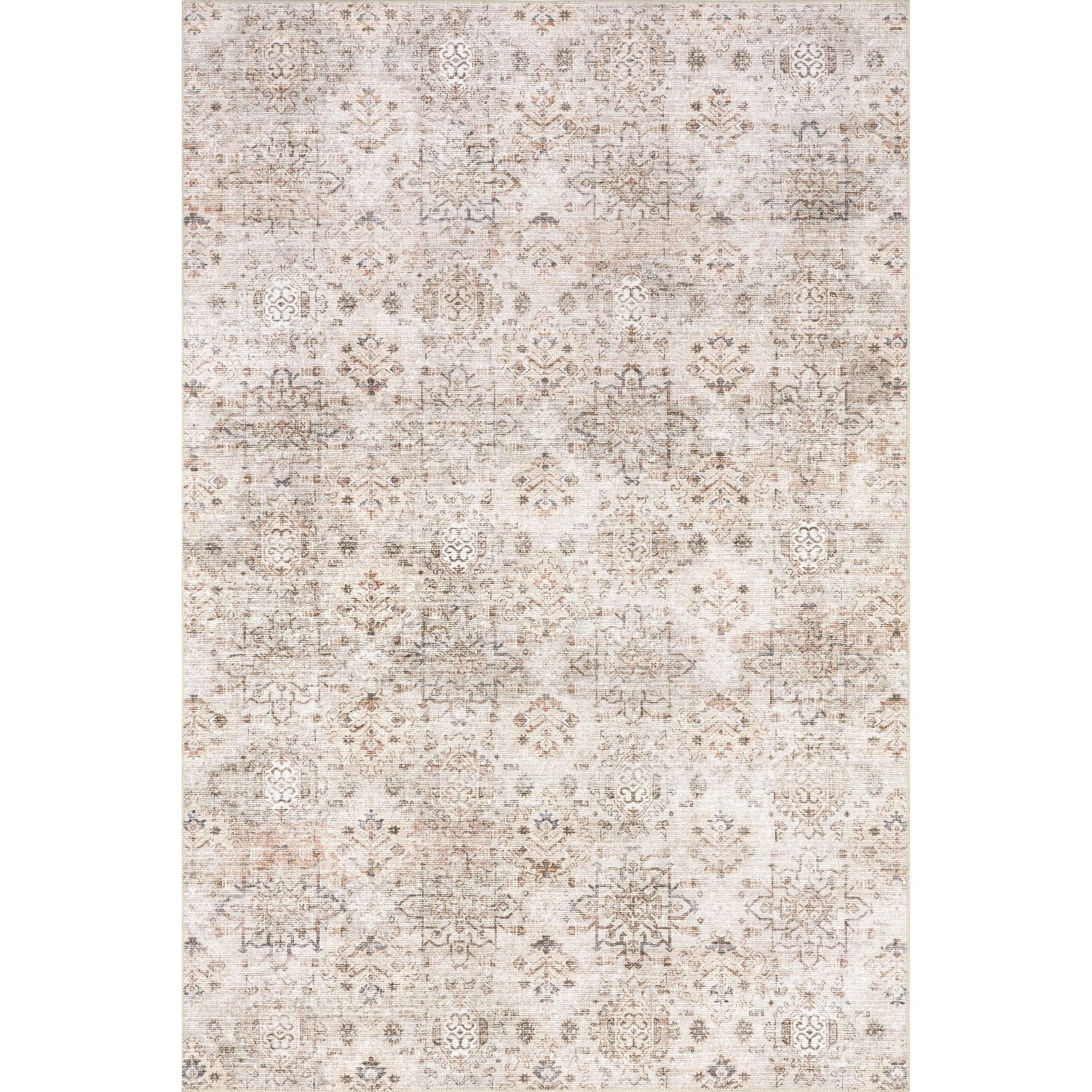 Alona Faded Medallion Stain-Resistant Machine Washable Area Rug - Frankwebs