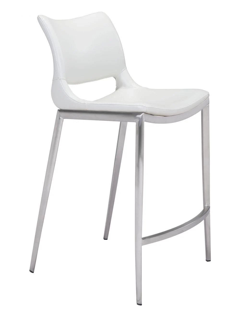 Ace Counter Chair (Set of 2) White & Silver - Frankwebs