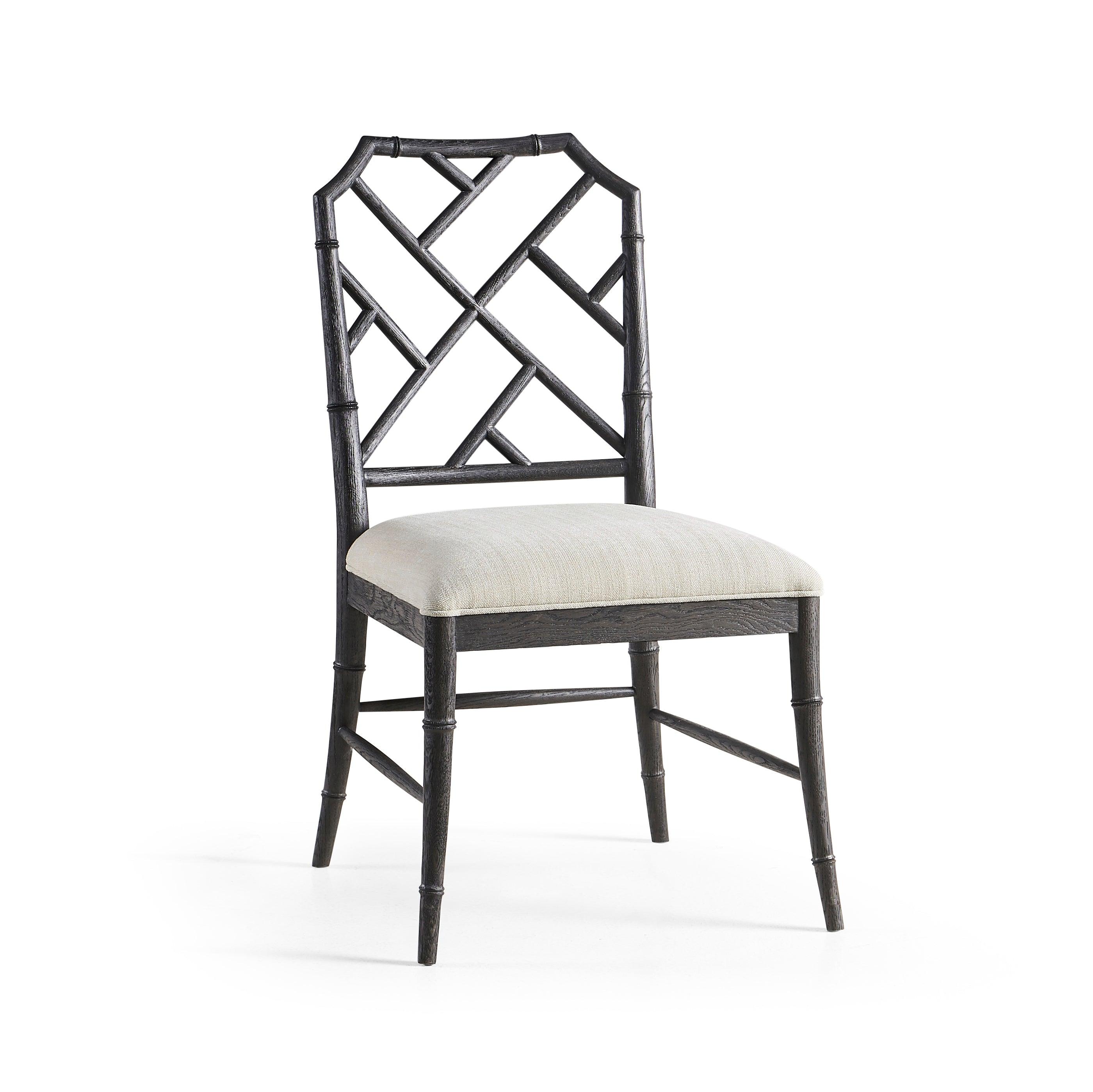 Timeless Saros Chippendale Bamboo Side Chair in Ebonized Black - Frankwebs