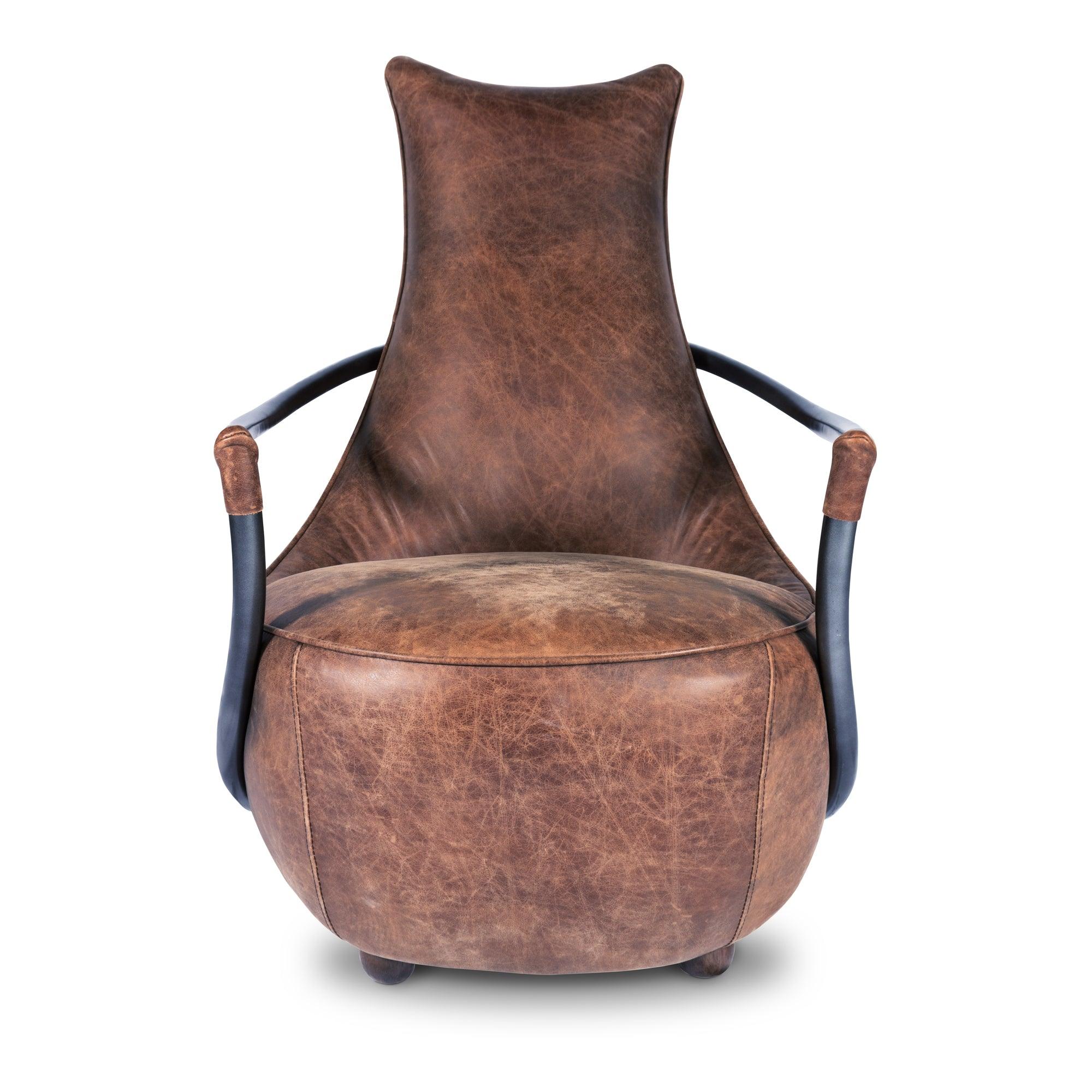 Carlisle Club Chair Grazed Brown Leather - Frankwebs