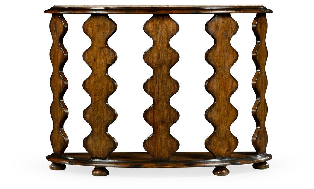 Demilune Console Table in Rustic Walnut - Frankwebs