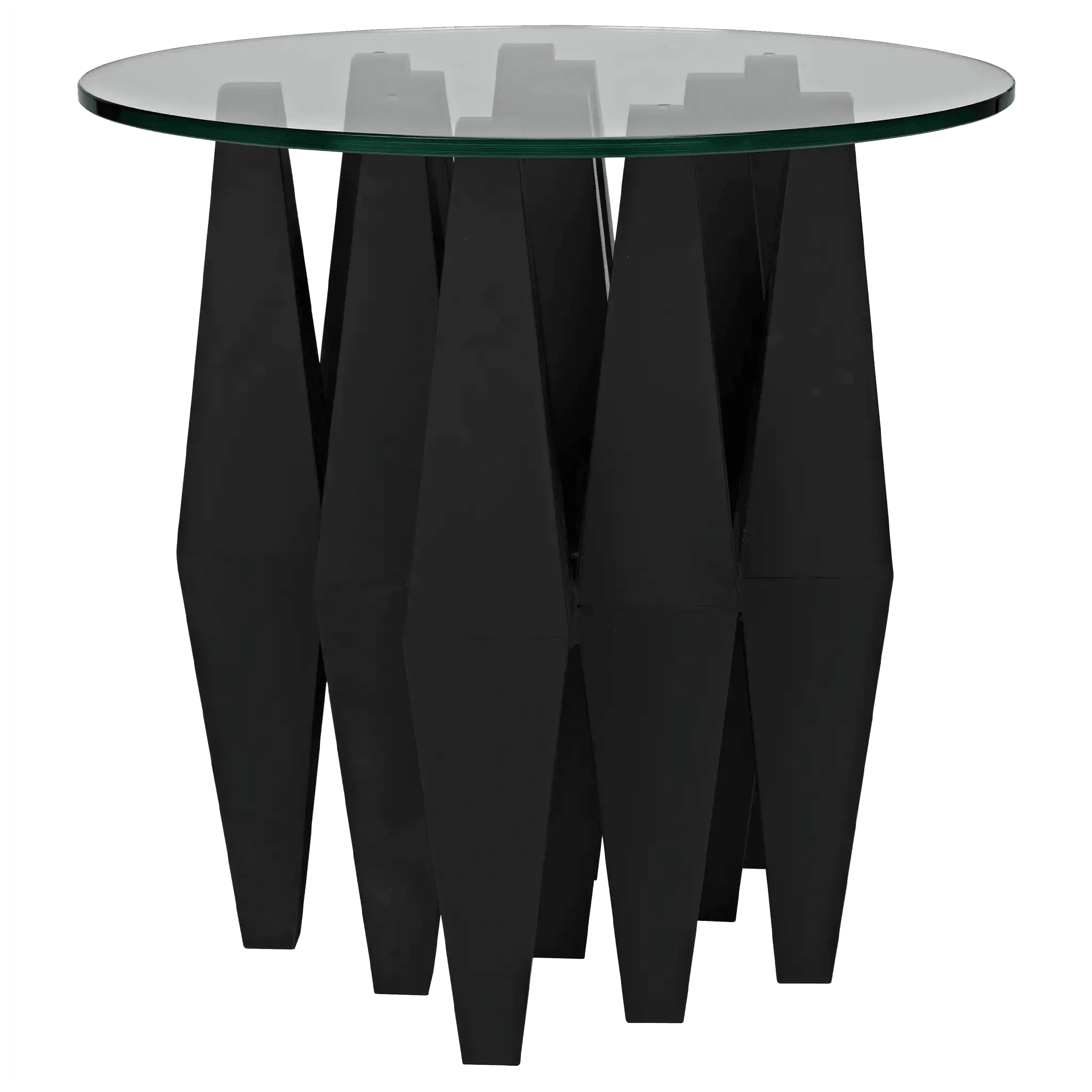 Soldier Side Table, Black Steel with Glass Top - Frankwebs