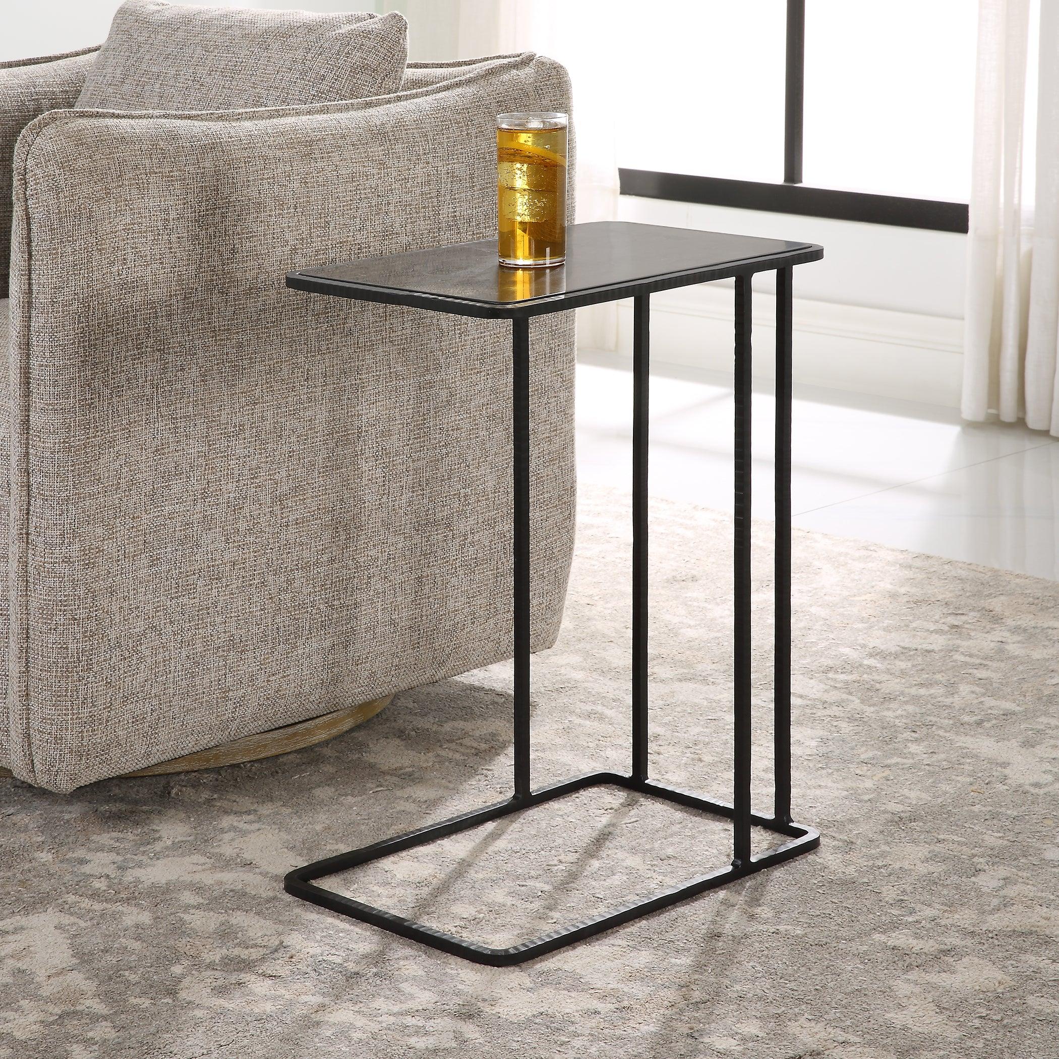 Cavern Stone & Iron Accent Table - Frankwebs