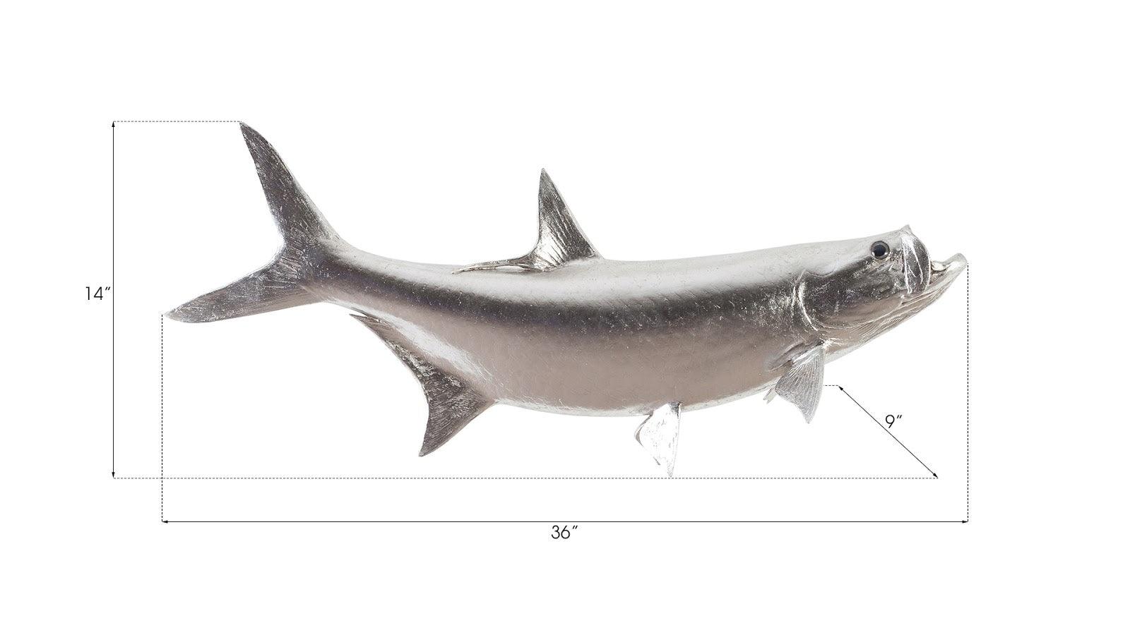 Tarpon Fish Wall Sculpture, Resin, Silver Leaf - Frankwebs